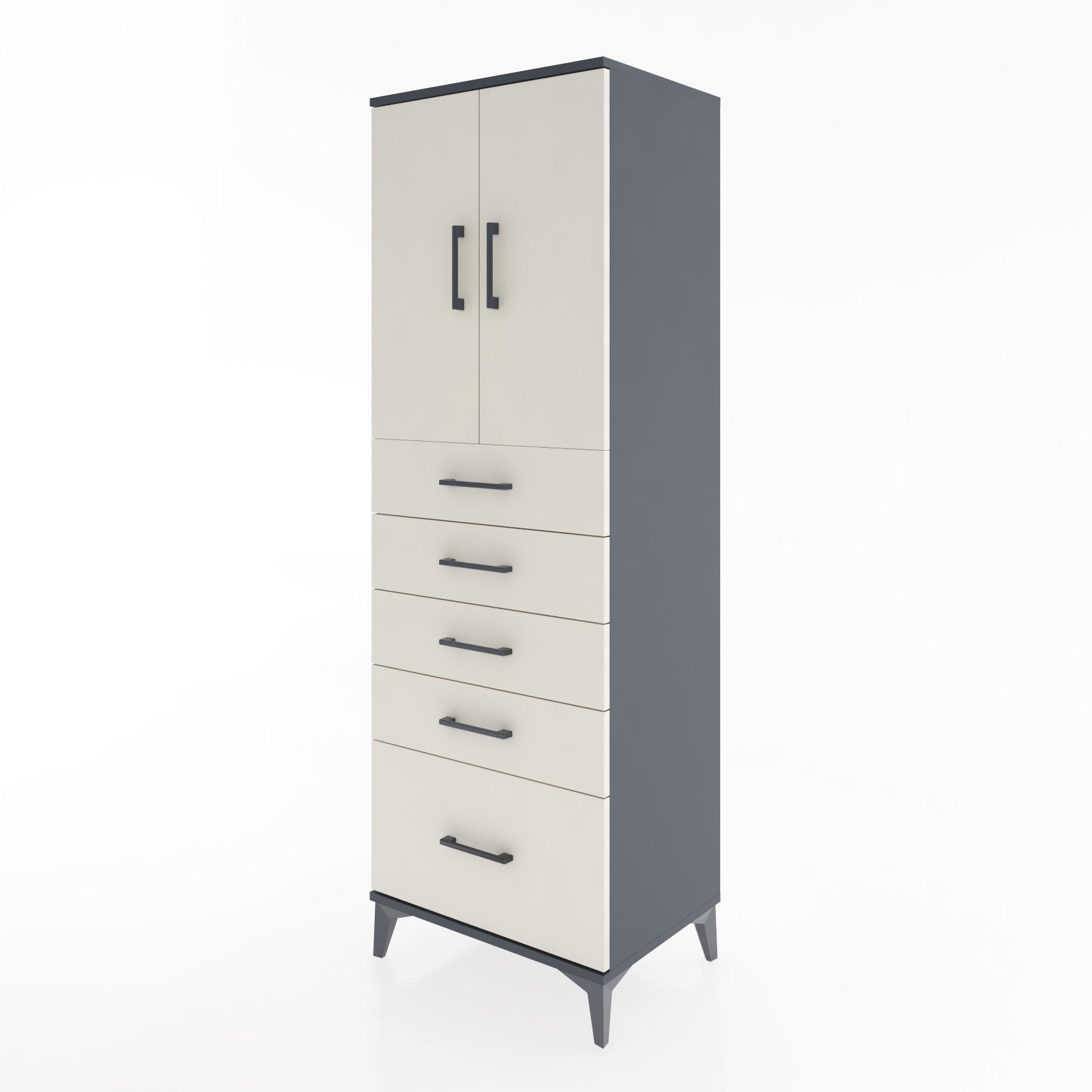 Woodntry Modular Cabinet Anthracite 60x44x170 cm with Doors and Drawers KC12-2