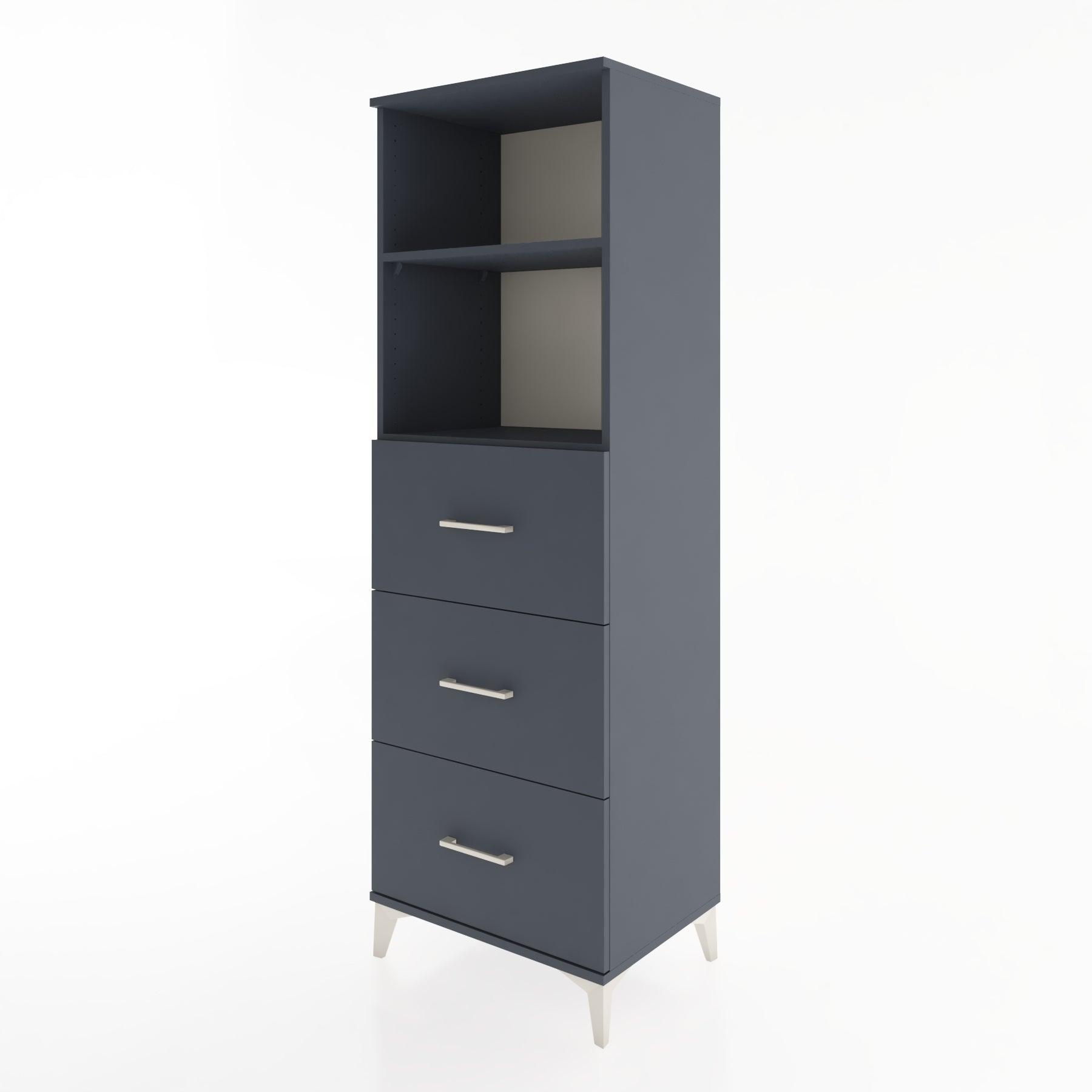 Woodntry Modüler Dolap Antrasit 60x44x170 cm Çekmeceli ve Raflı CR51-2