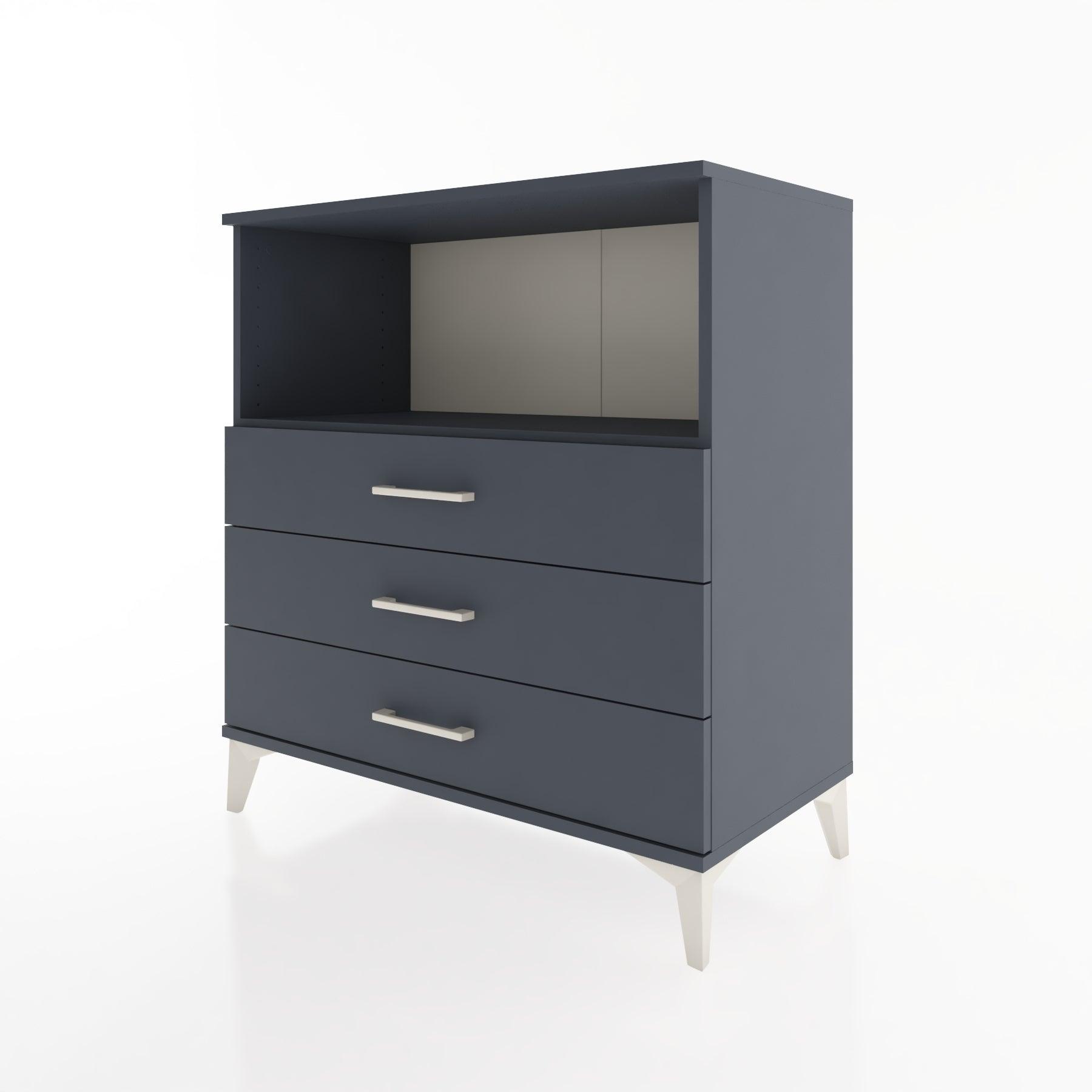 Woodntry Modüler Şifonyer Antrasit 88x44x84 cm Çekmeceli ve Raflı CR18-2