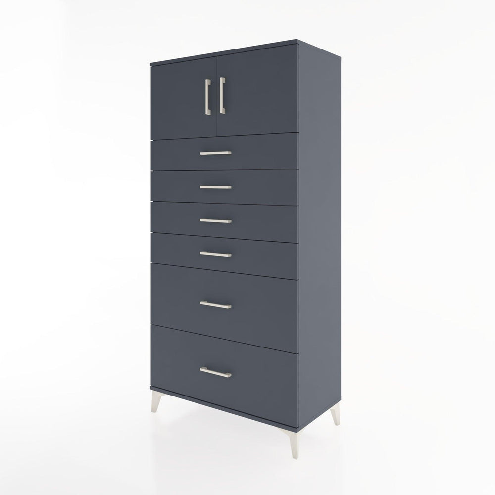 Woodntry Modüler Dolap Antrasit 88x44x170 cm Kapaklı ve Çekmeceli KC17-2