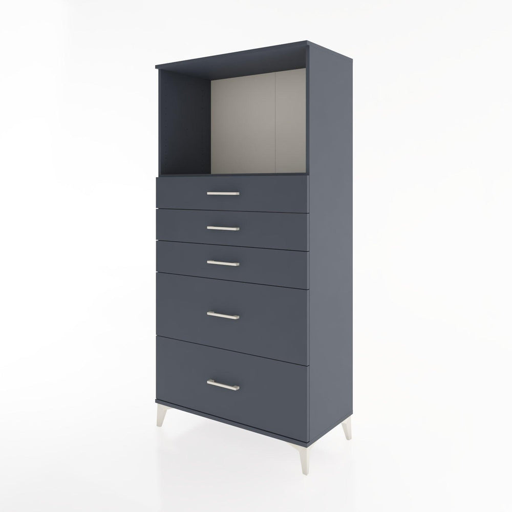 Woodntry Modüler Dolap Antrasit 88x44x170 cm Çekmeceli ve Raflı CR46-2