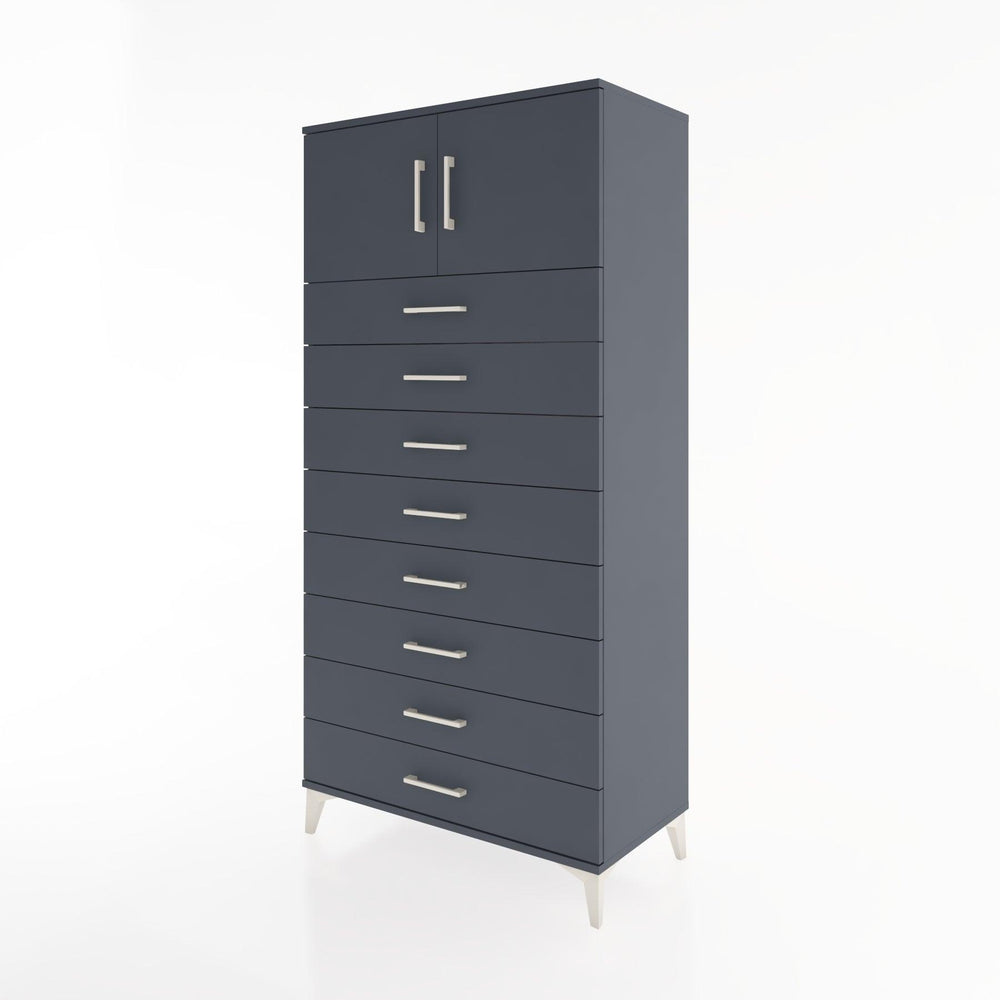 Woodntry Modüler Dolap Antrasit 88x44x170 cm Kapaklı ve Çekmeceli KC1-2