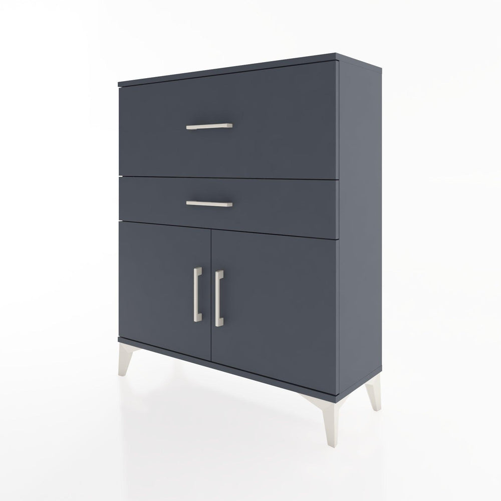 Woodntry Modüler Şifonyer Antrasit 88x30x94 cm Kapaklı ve Çekmeceli KC12-2