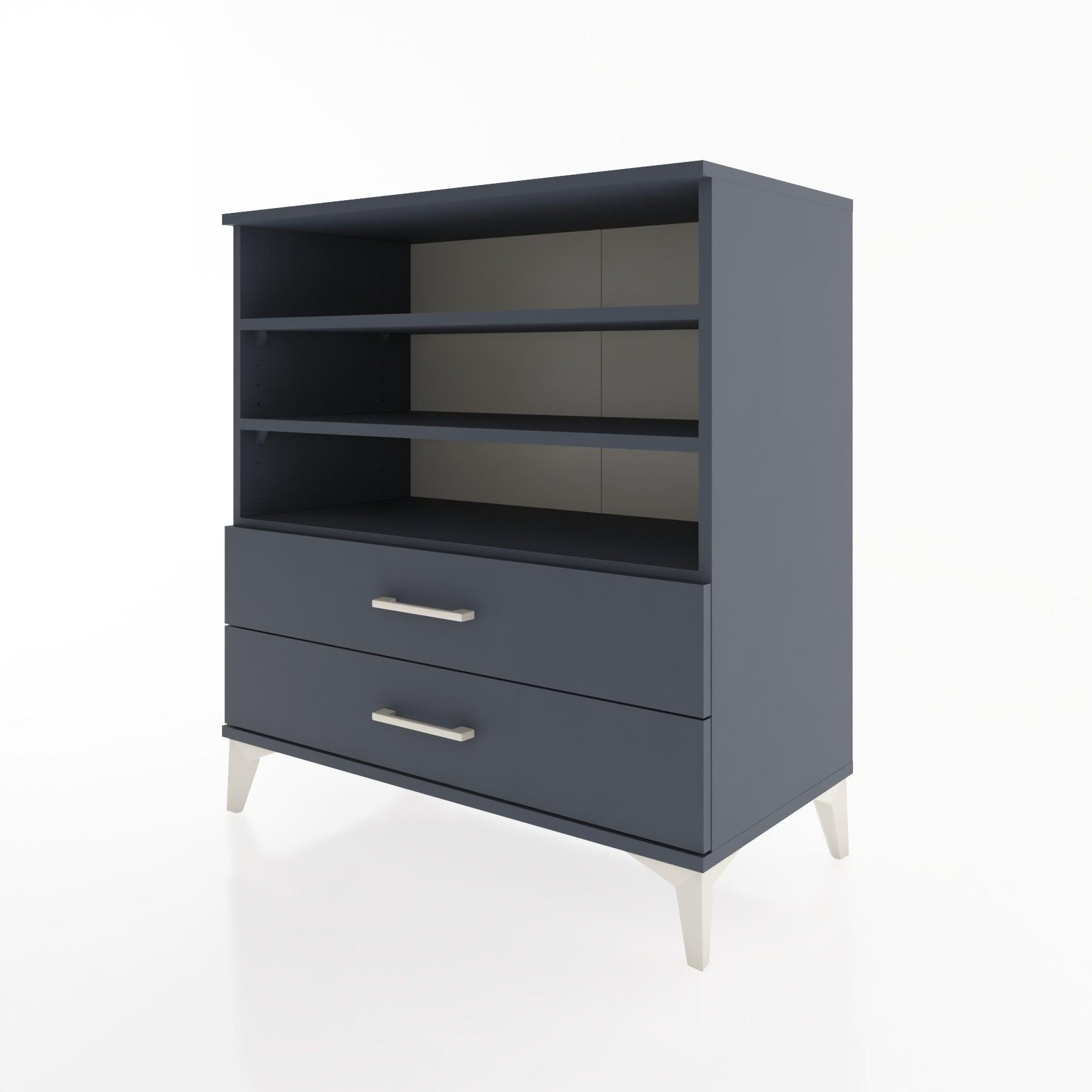 Woodntry Modüler Şifonyer Antrasit 88x44x84 cm Çekmeceli ve Raflı CR15-2