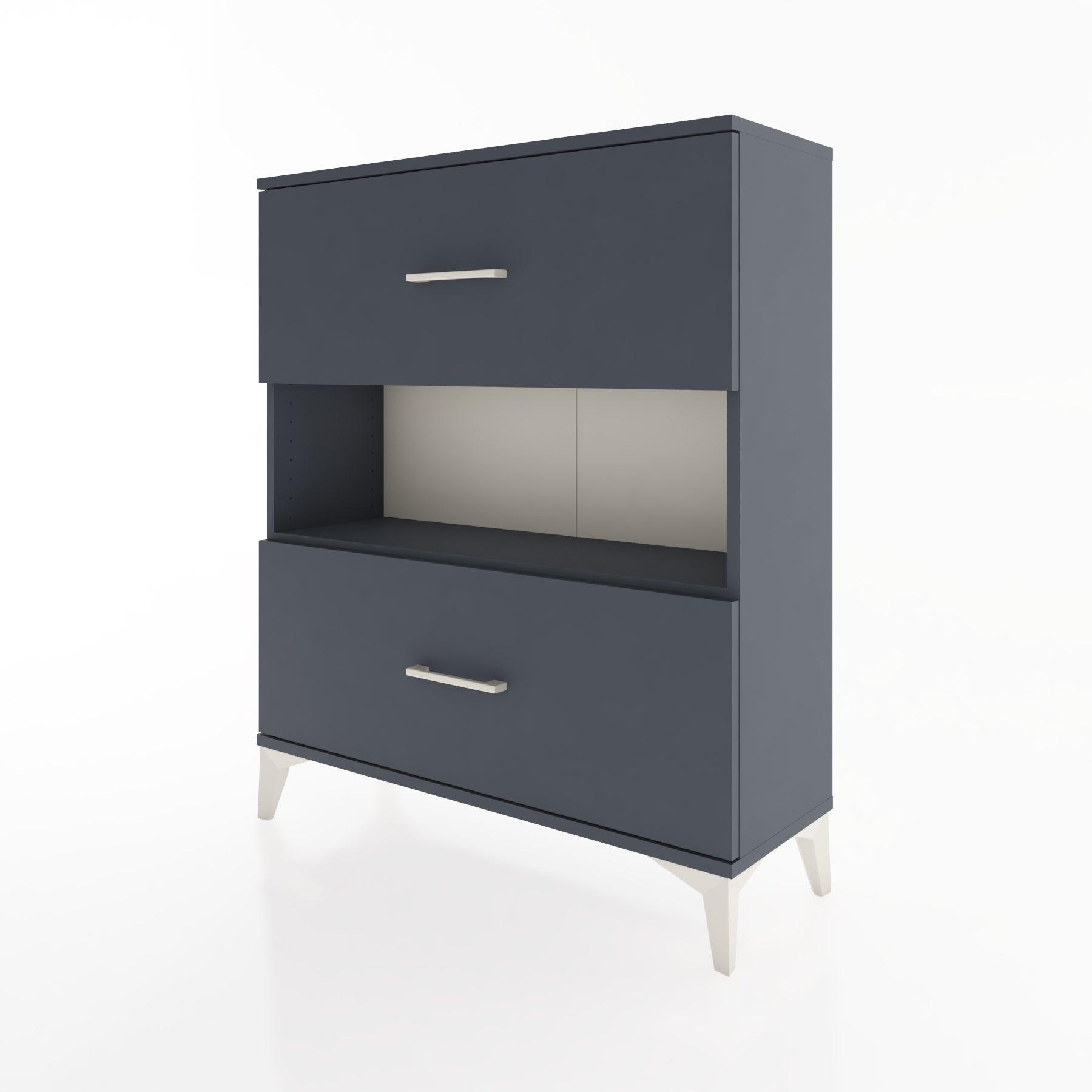 Woodntry Modüler Şifonyer Antrasit 88x30x94 cm Çekmeceli ve Raflı CR17-2