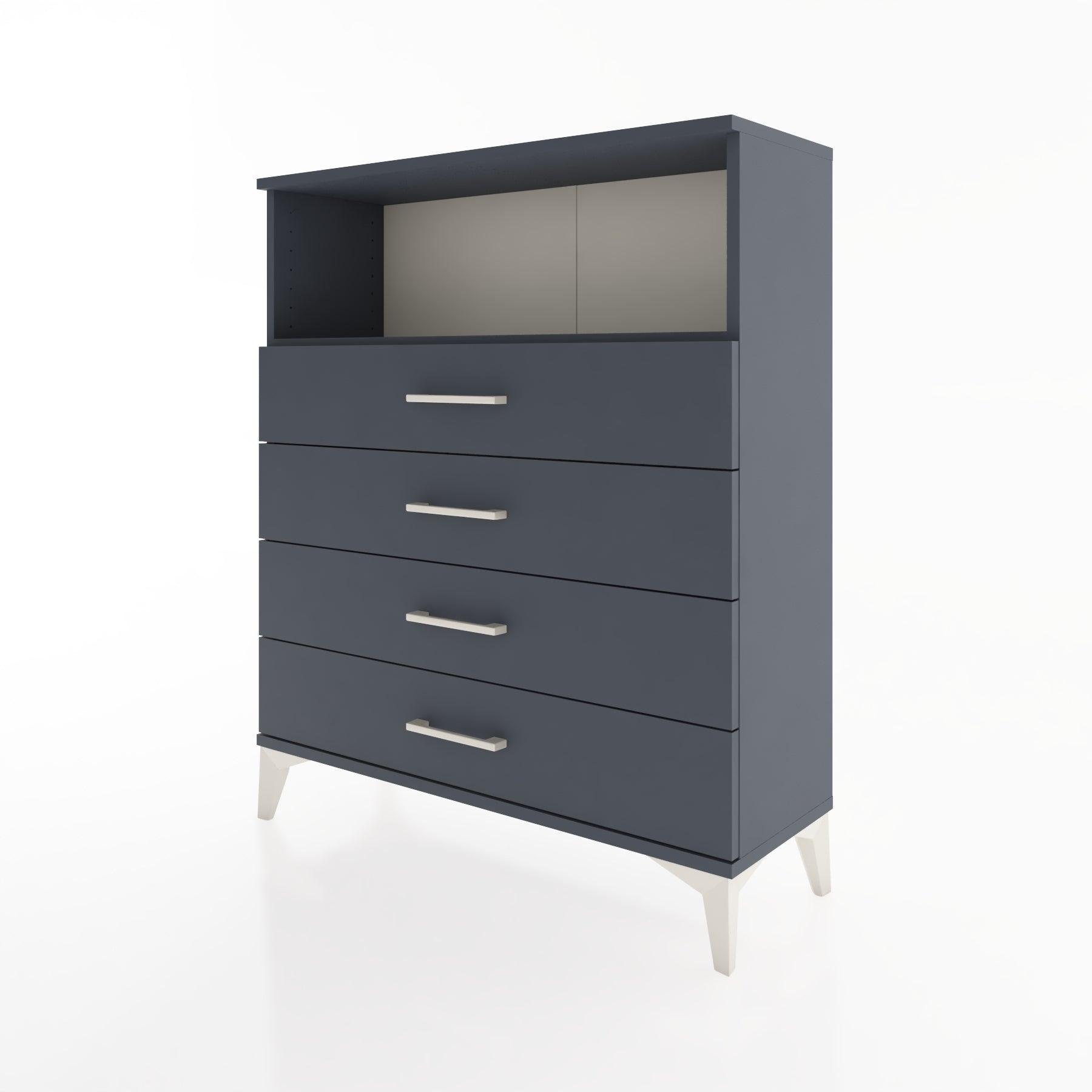 Woodntry Modüler Şifonyer Antrasit 88x30x94 cm Çekmeceli ve Raflı CR19-2