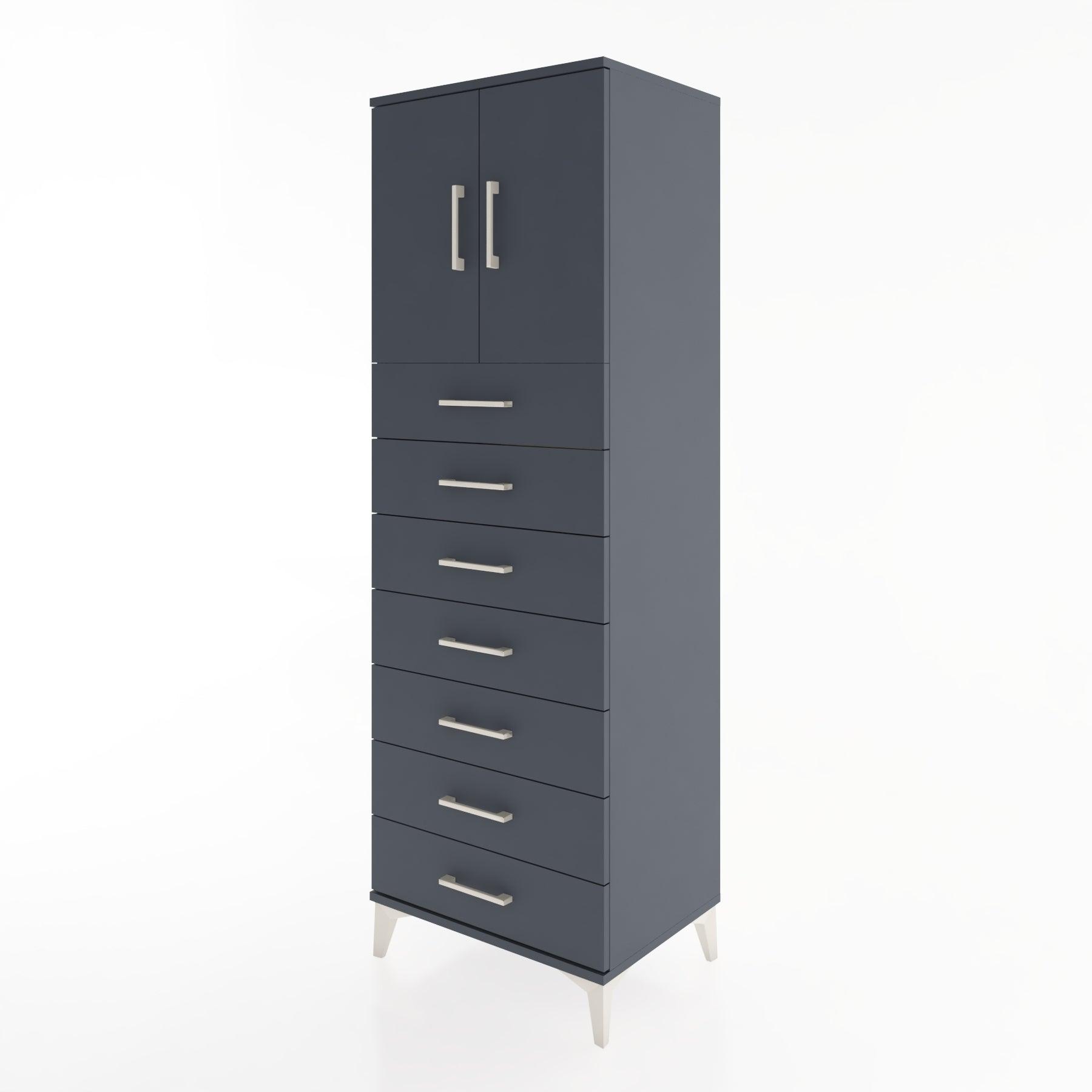 Woodntry Modüler Dolap Antrasit 60x44x170 cm Kapaklı ve Çekmeceli KC2-2