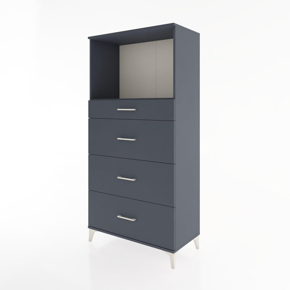 Woodntry Modüler Dolap Antrasit 88x44x170 cm Çekmeceli ve Raflı CR51-2