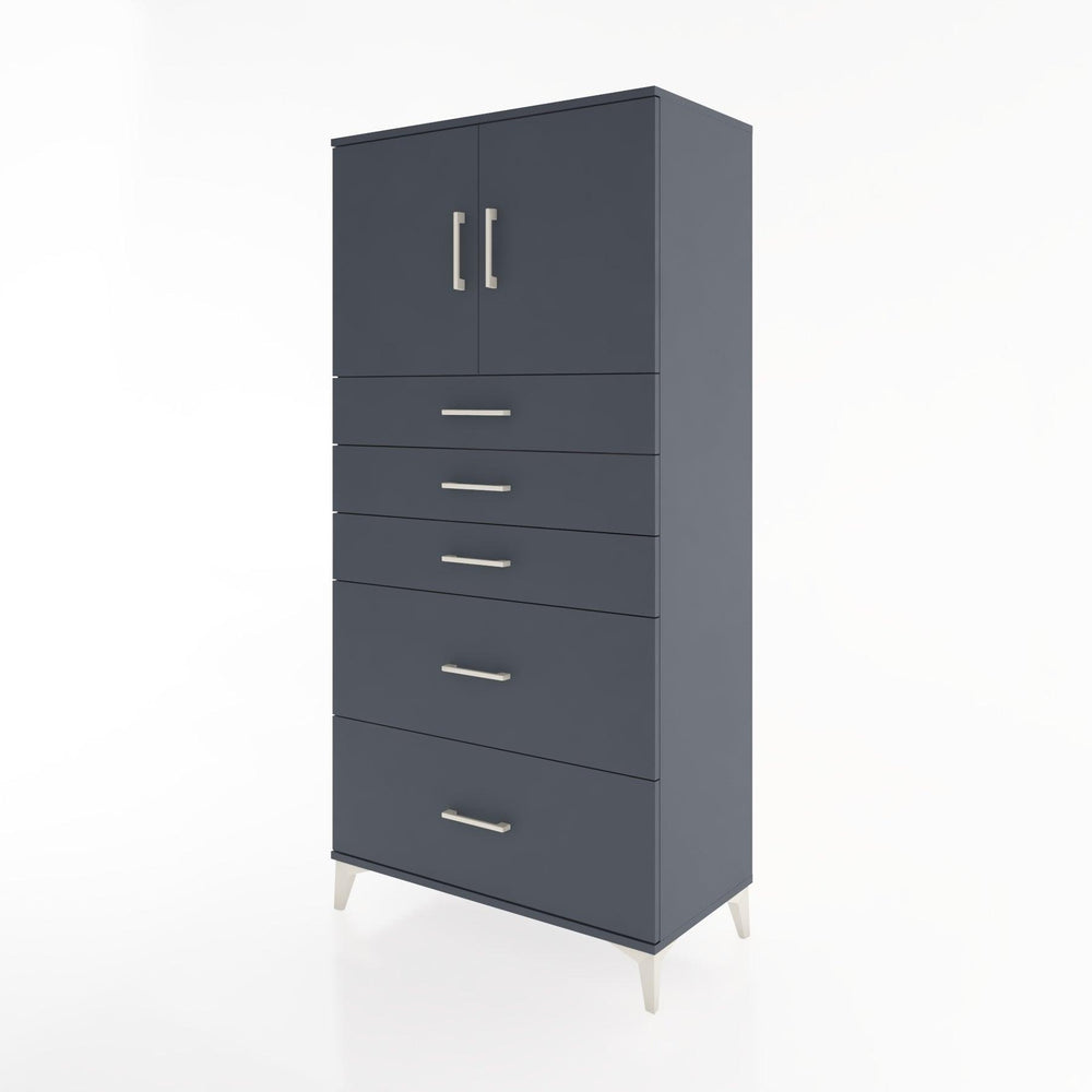 Woodntry Modüler Dolap Antrasit 88x44x170 cm Kapaklı ve Çekmeceli KC18-2