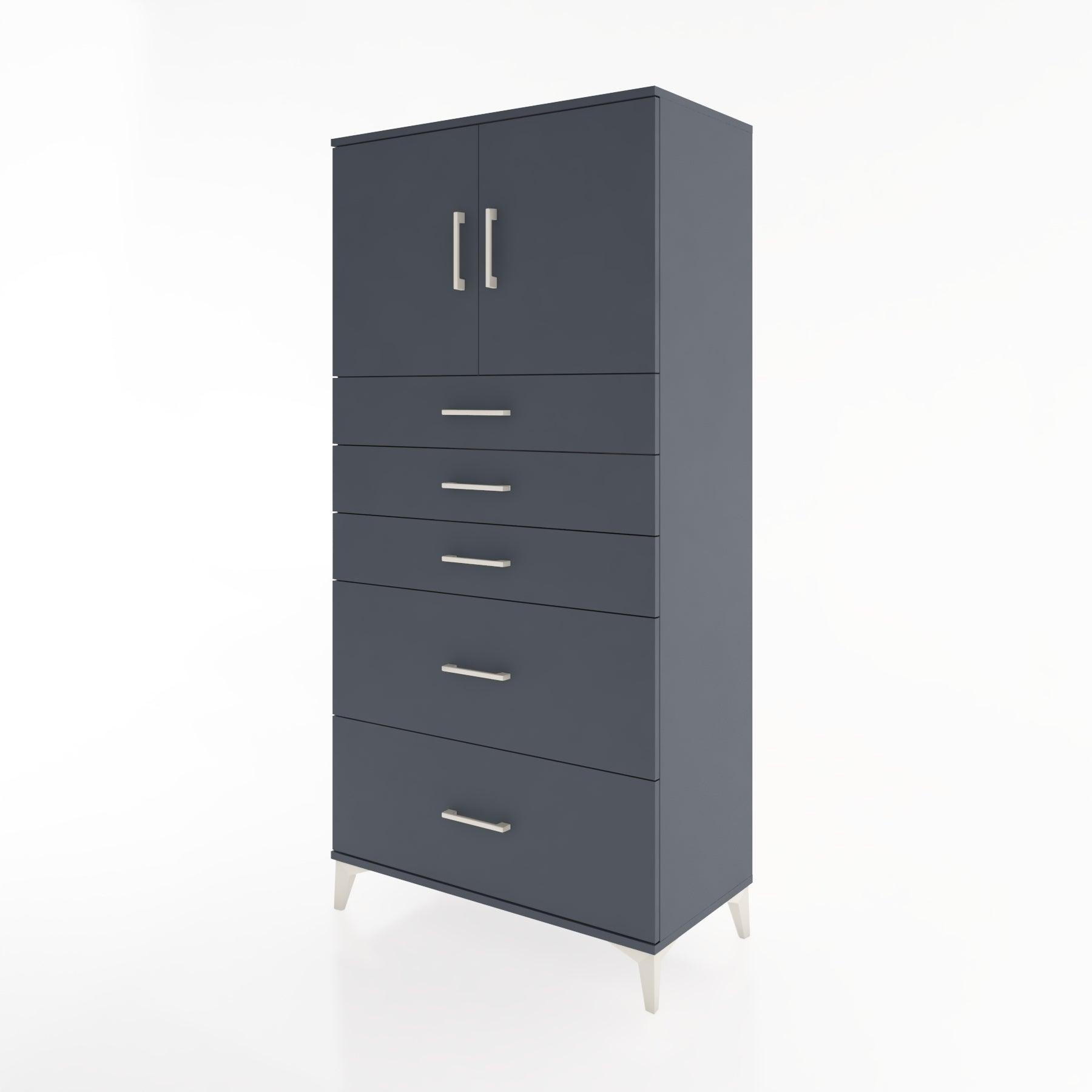 Woodntry Modular Cabinet Anthracite 88x44x170 cm with Doors and Drawers KC18-2