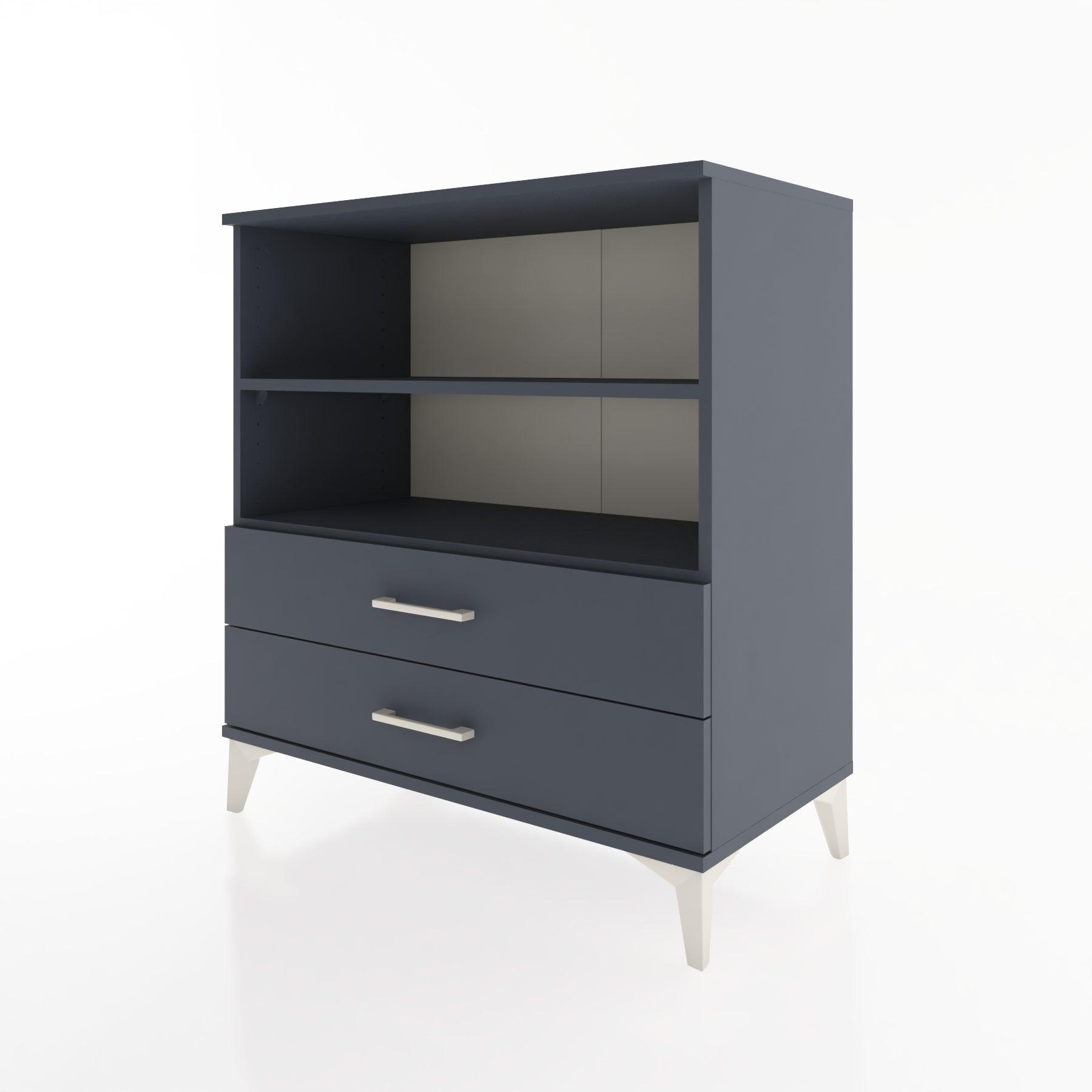 Woodntry Modüler Şifonyer Antrasit 88x44x84 cm Çekmeceli ve Raflı CR16-2