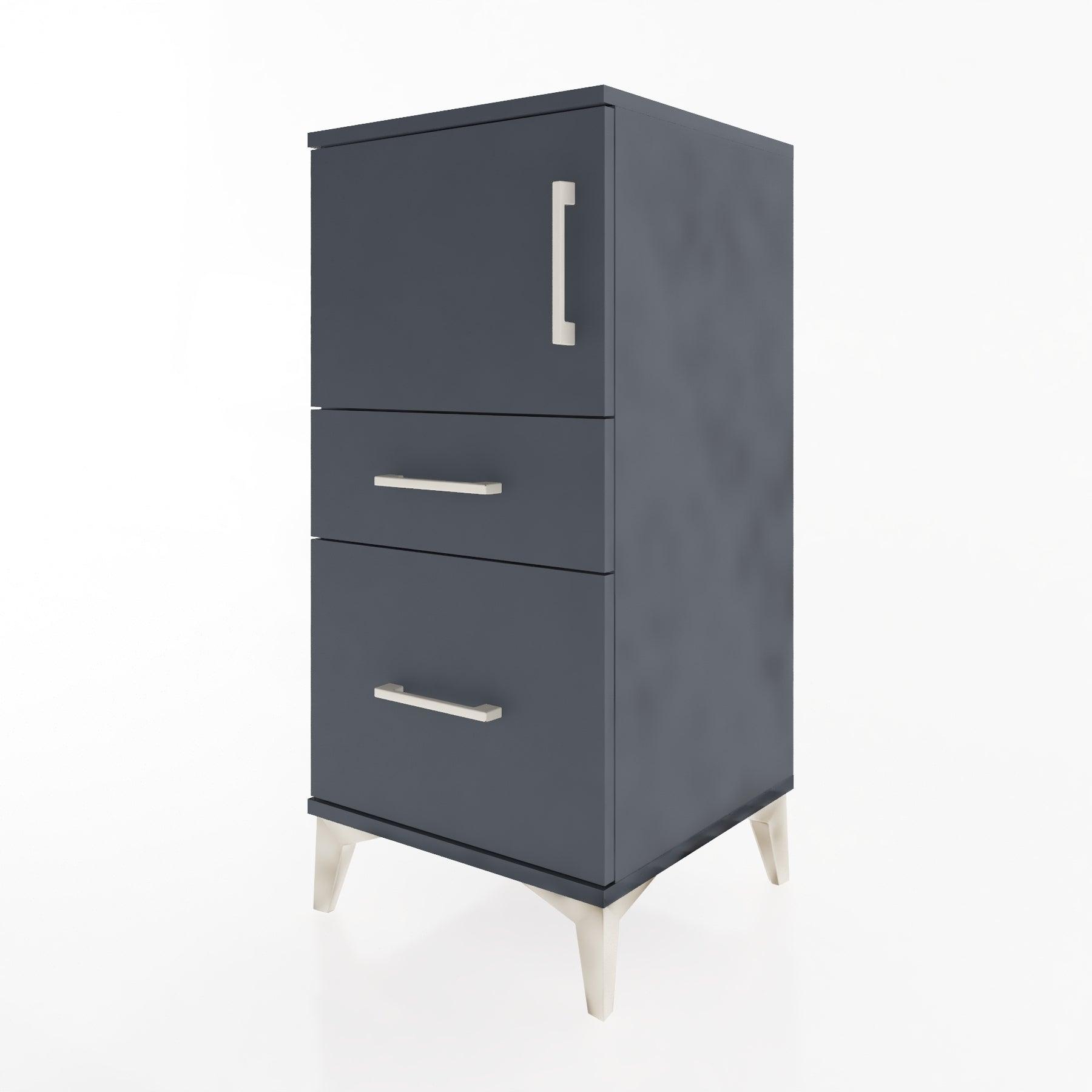 Woodntry Modular Nightstand Anthracite 44x44x84 cm with Cover and Drawer KC45-2