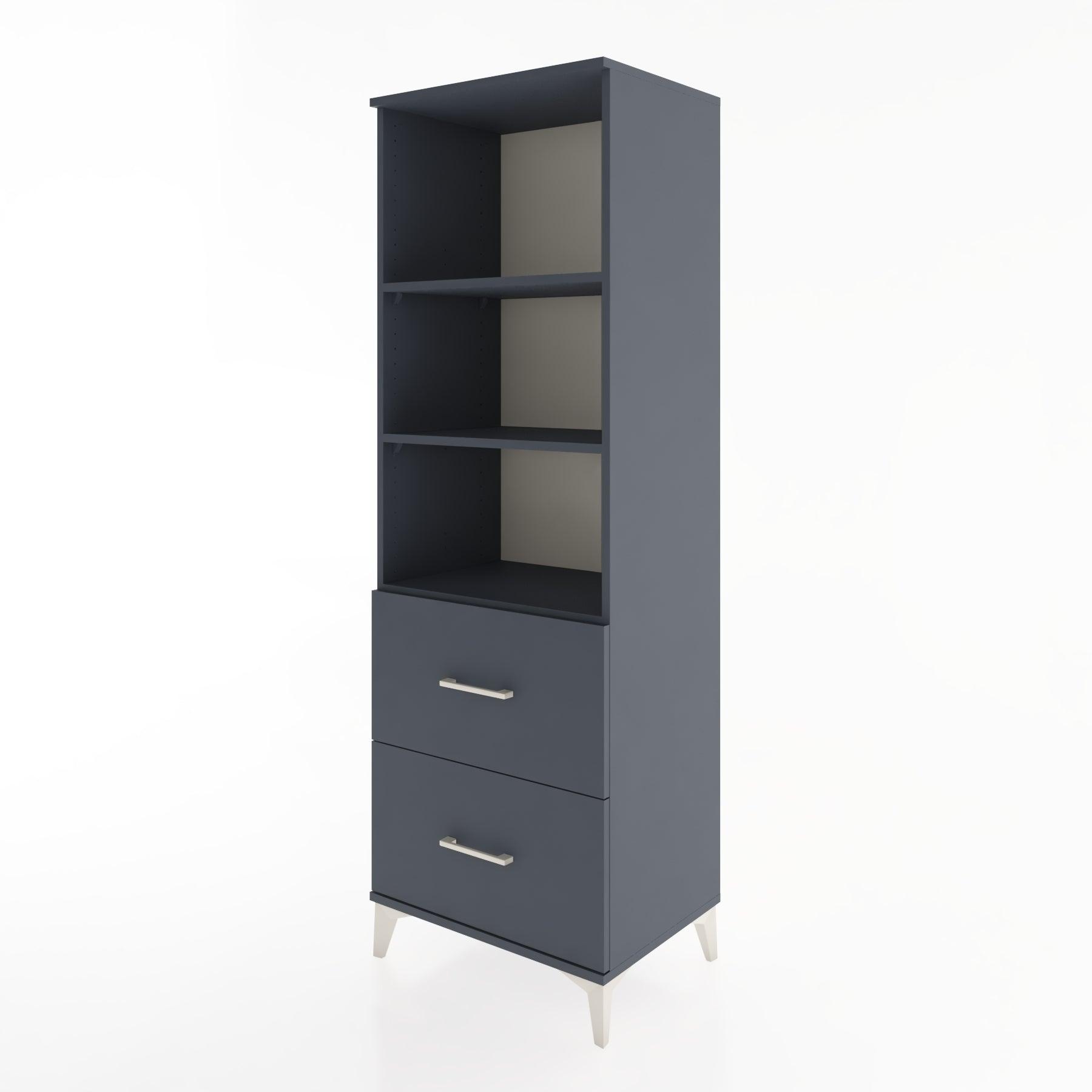 Woodntry Modüler Dolap Antrasit 60x44x170 cm Çekmeceli ve Raflı CR48-2