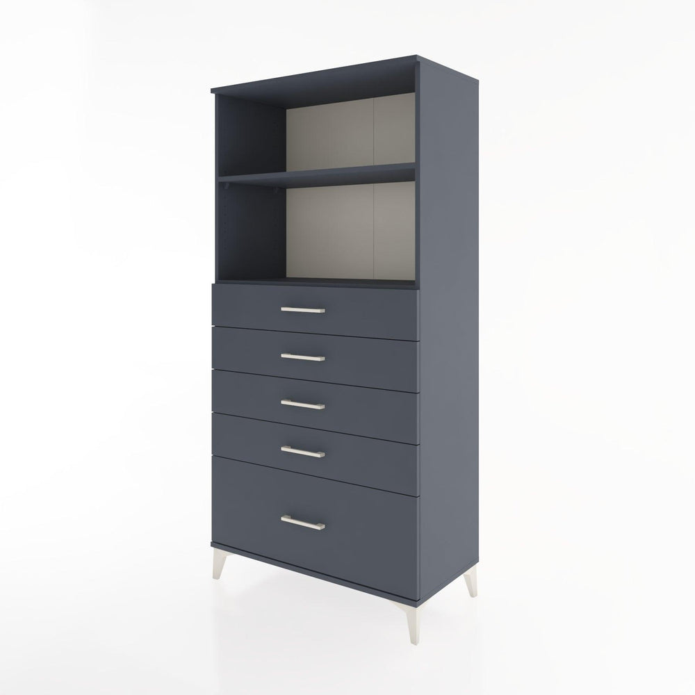 Woodntry Modüler Dolap Antrasit 88x44x170 cm Çekmeceli ve Raflı CR40-2