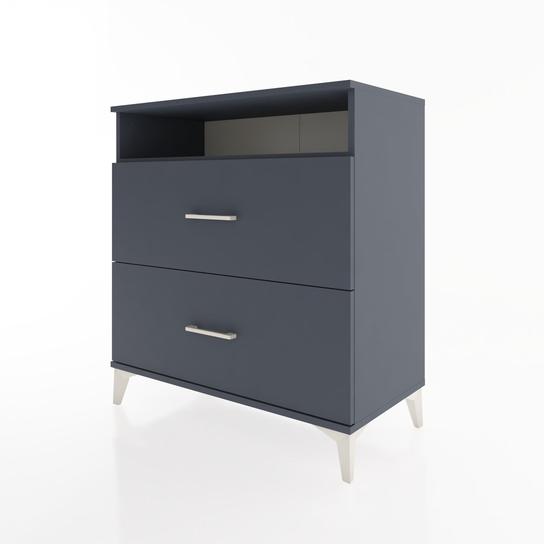 Woodntry Modüler Şifonyer Antrasit 88x44x84 cm Çekmeceli ve Raflı CR3-2