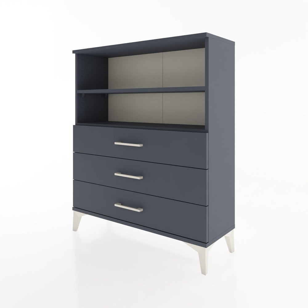 Woodntry Modüler Şifonyer Antrasit 88x30x94 cm Çekmeceli ve Raflı CR18-2