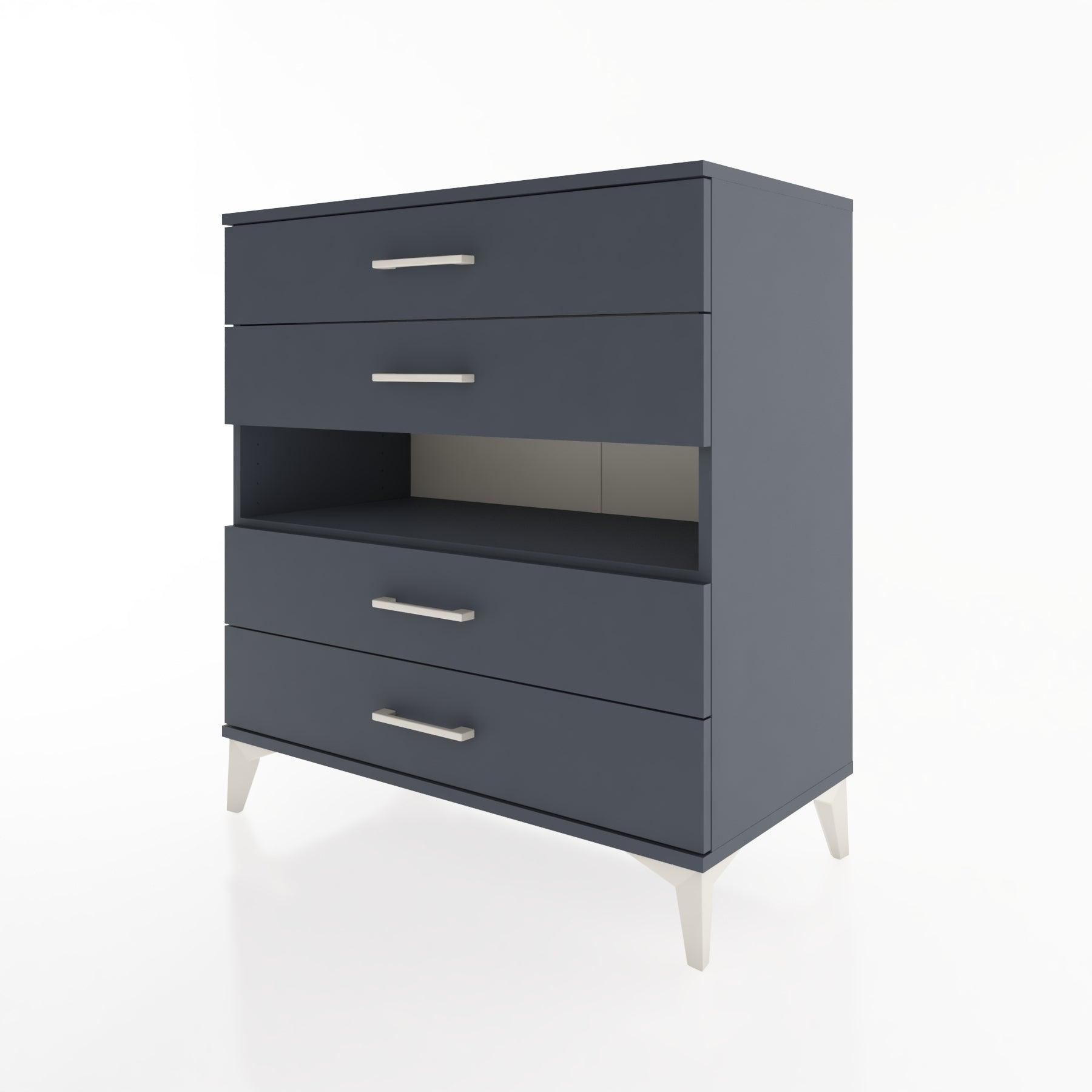 Woodntry Modüler Şifonyer Antrasit 88x44x84 cm Çekmeceli ve Raflı CR21-2