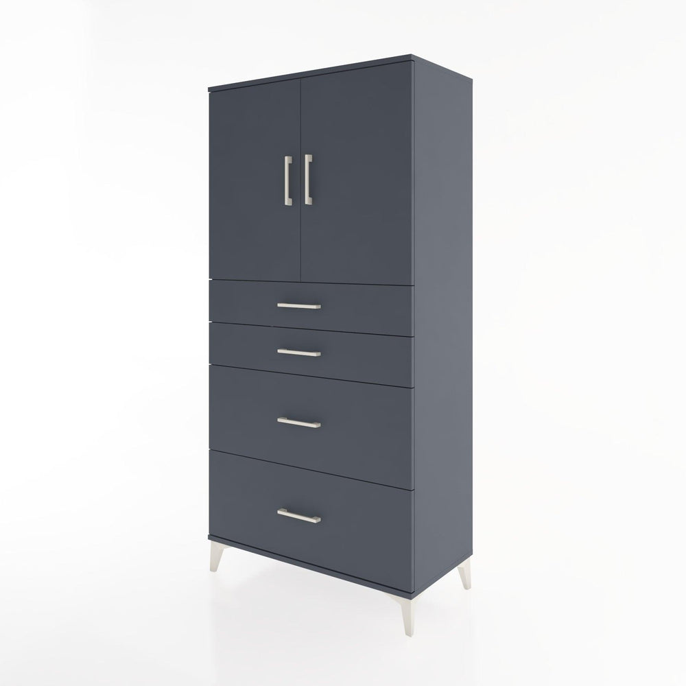 Woodntry Modüler Dolap Antrasit 88x44x170 cm Kapaklı ve Çekmeceli KC19-2
