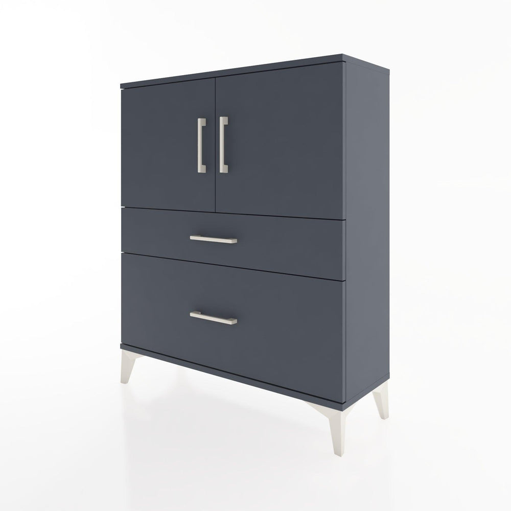 Woodntry Modüler Şifonyer Antrasit 88x30x94 cm Kapaklı ve Çekmeceli KC11-2