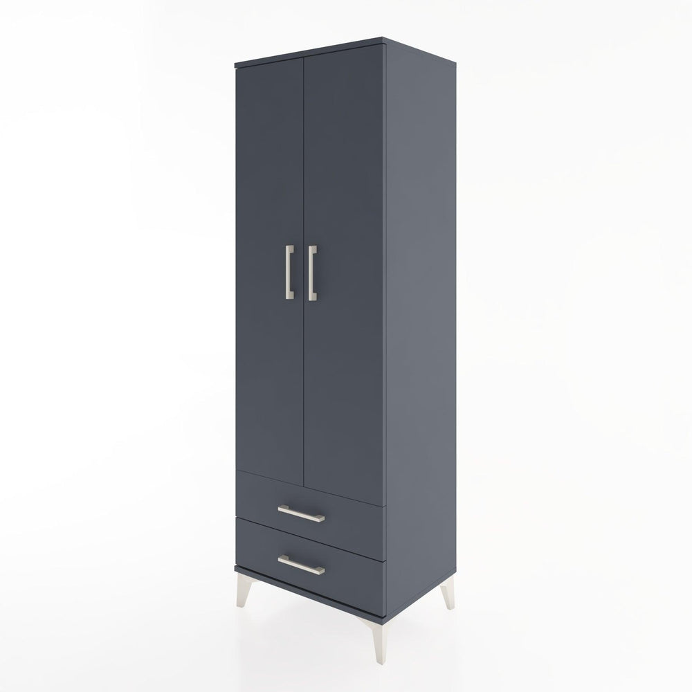 Woodntry Modüler Dolap Antrasit 60x44x170 cm Kapaklı ve Çekmeceli KC29-2