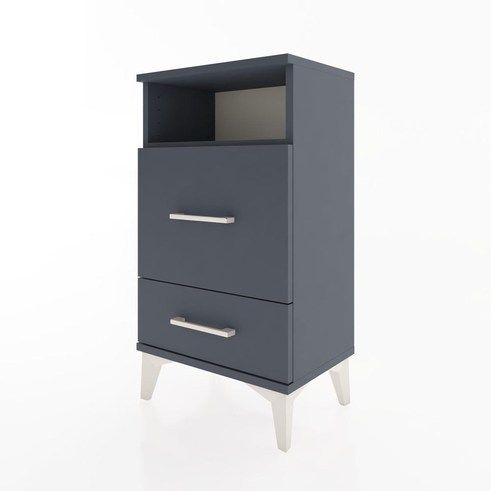 Woodntry Modüler Komodin 2 Çekmece ve Raflı V4 44x30x68 cm Antrasit - Woodntry