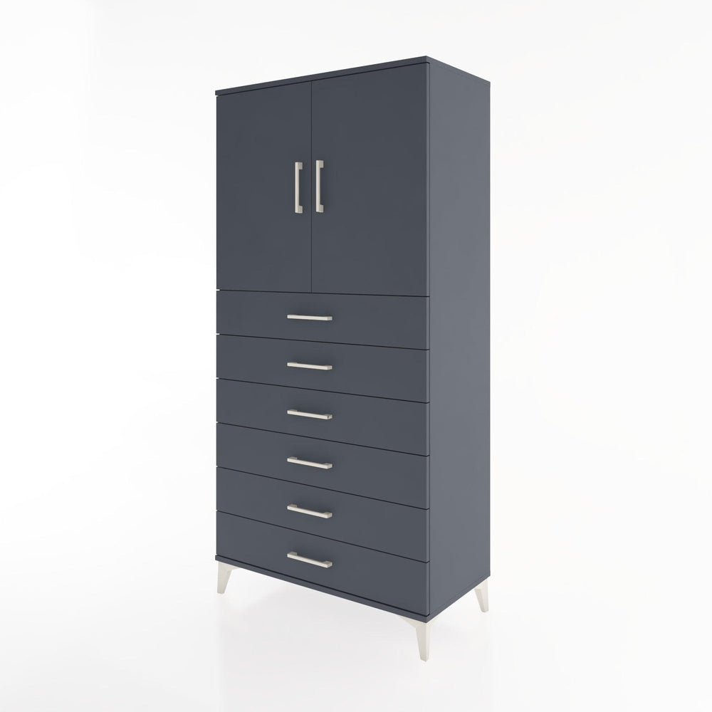 Woodntry Modüler Dolap Antrasit 88x44x170 cm Kapaklı ve Çekmeceli KC3-2