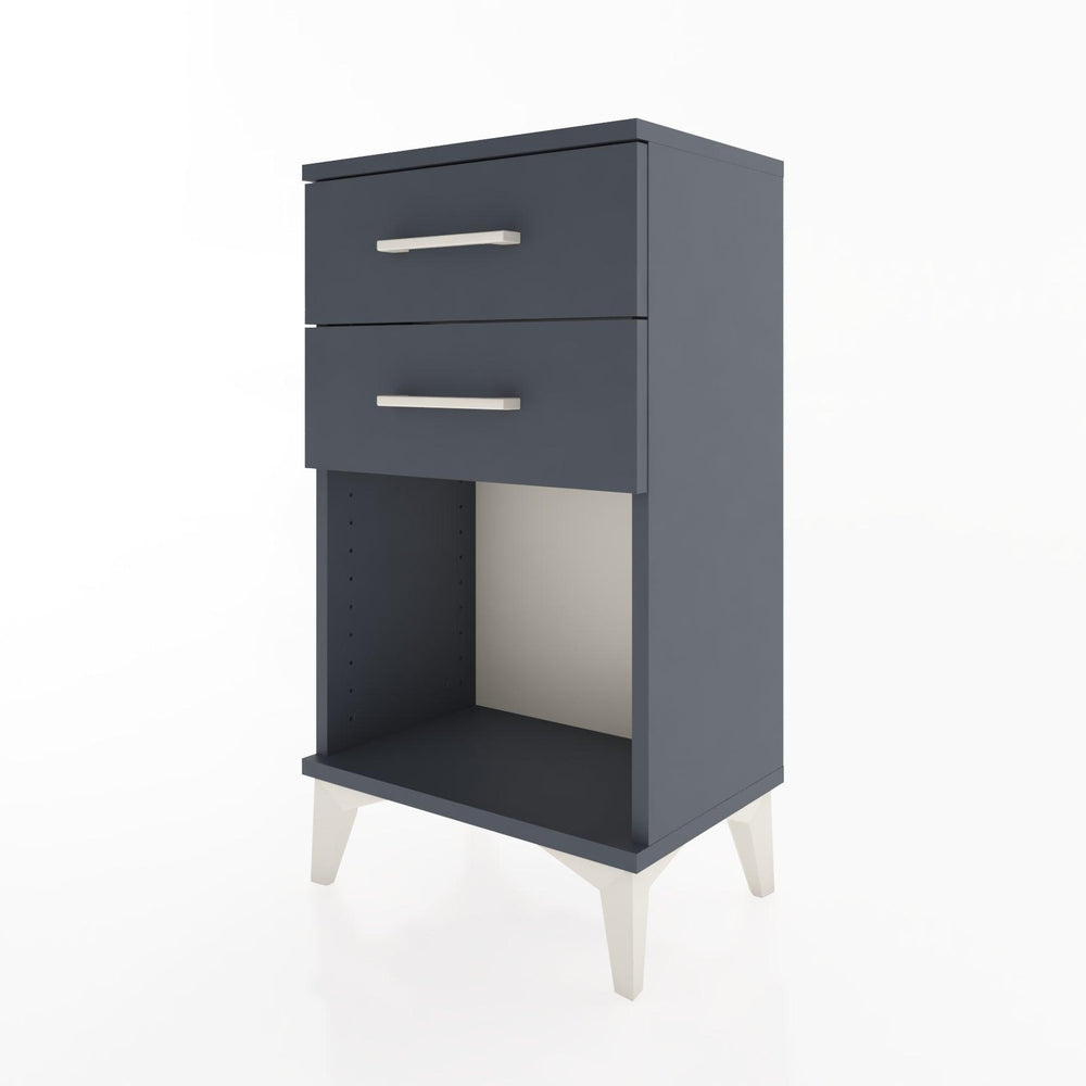 Woodntry Modüler Komodin 2 Çekmece ve Raflı V1 44x30x68 cm Antrasit - Woodntry