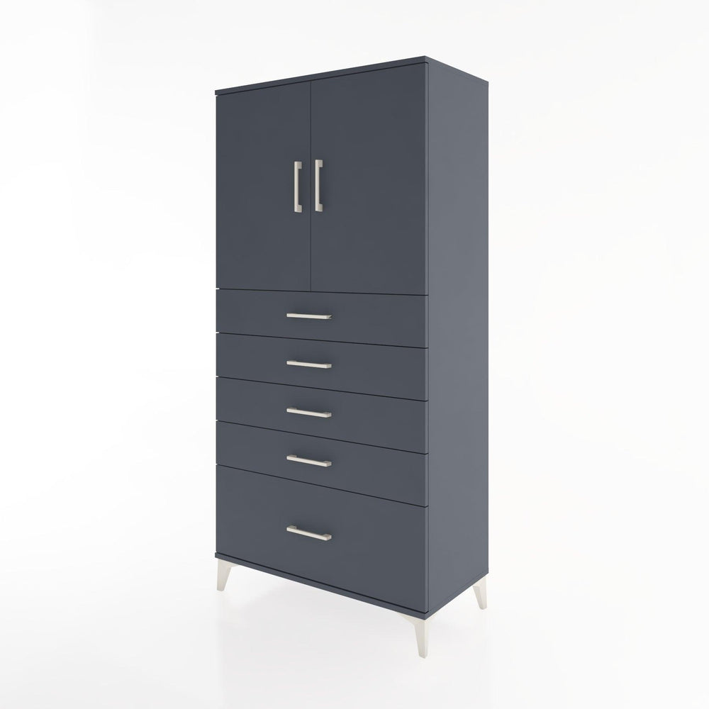 Woodntry Modüler Dolap Antrasit 88x44x170 cm Kapaklı ve Çekmeceli KC12-2