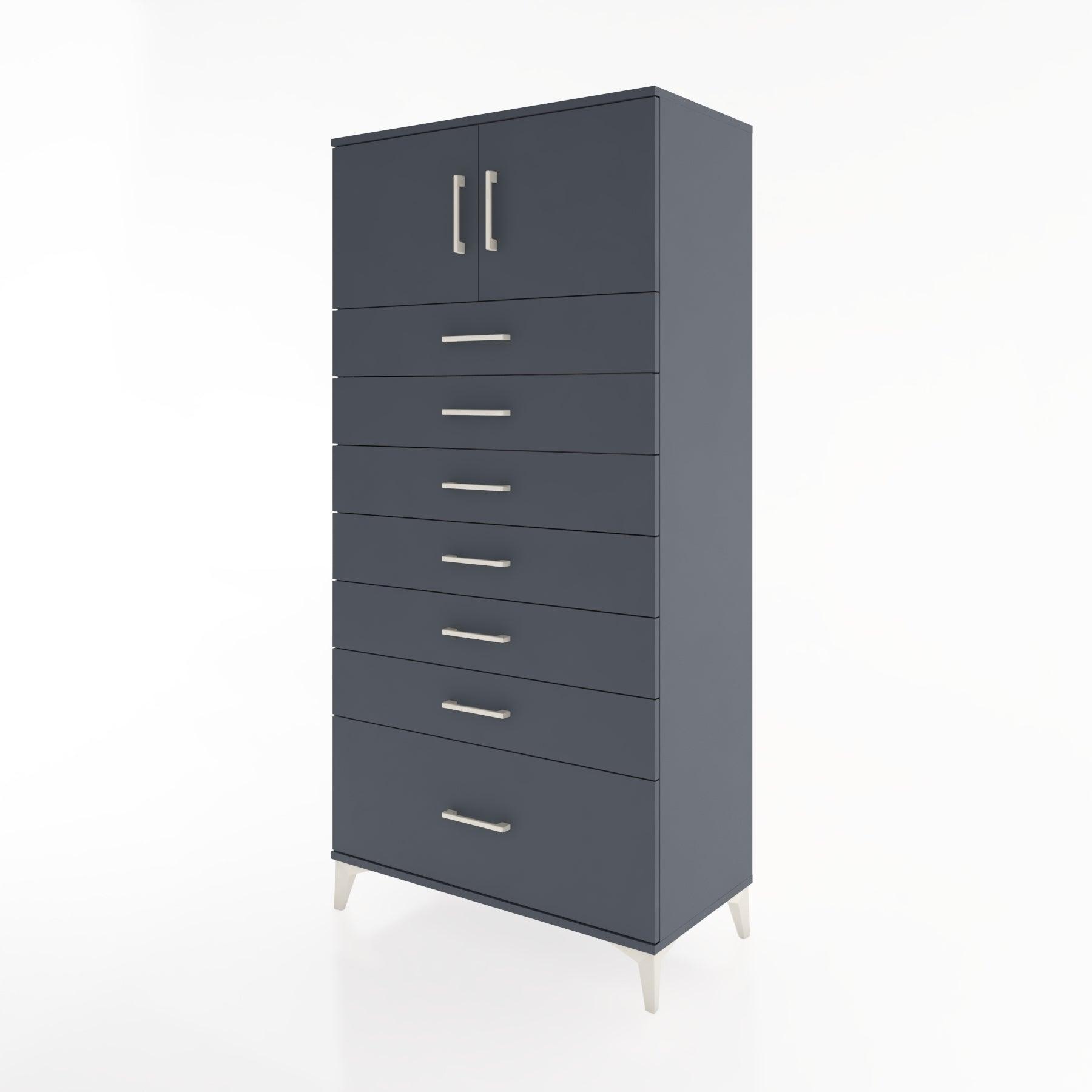 Woodntry Modüler Dolap Antrasit 88x44x170 cm Kapaklı ve Çekmeceli KC10-2