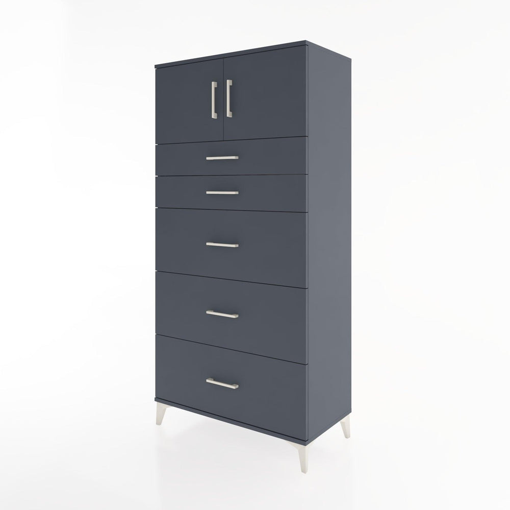 Woodntry Modüler Dolap Antrasit 88x44x170 cm Kapaklı ve Çekmeceli KC22-2