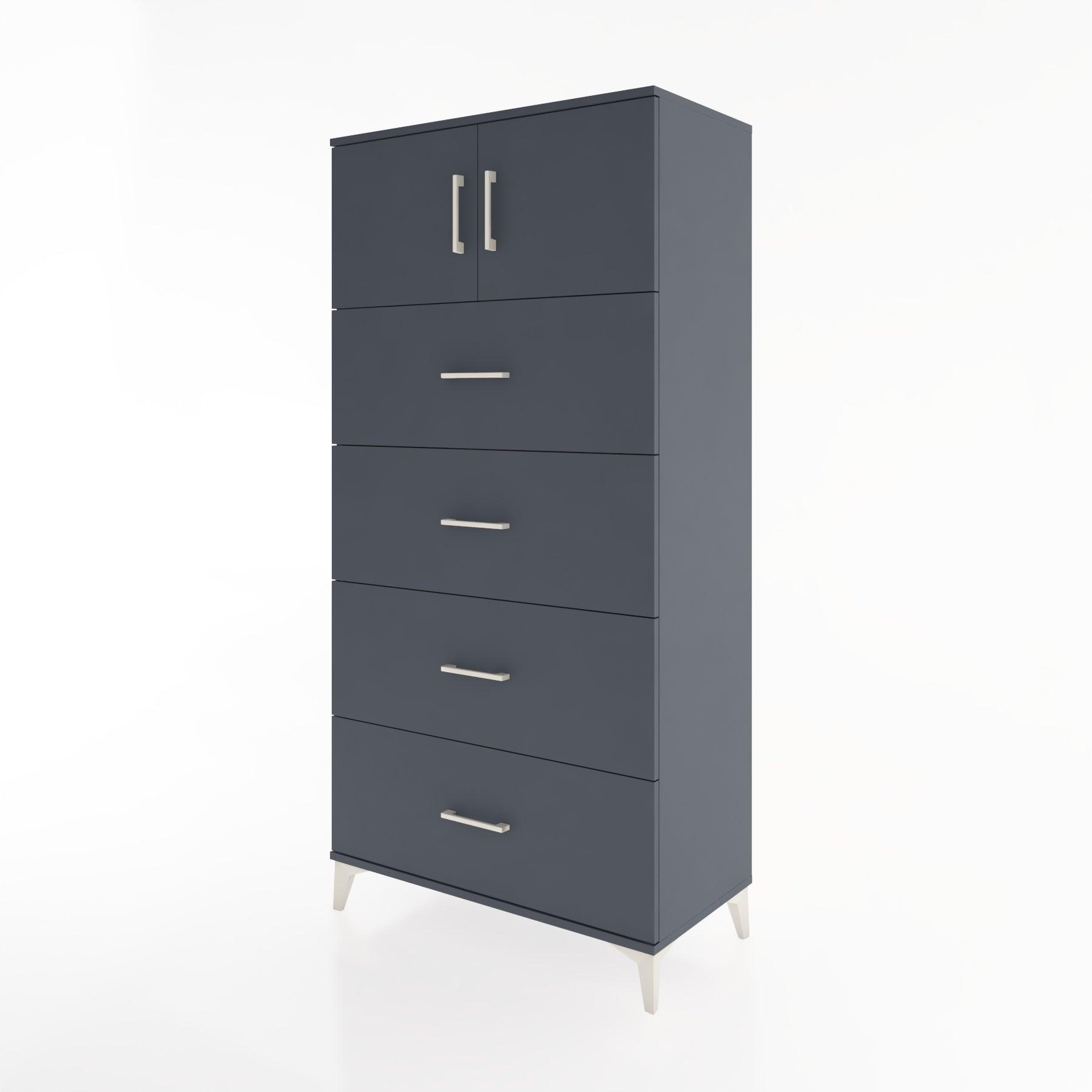 Woodntry Modular Cabinet Anthracite 88x44x170 cm with Doors and Drawers KC25-2
