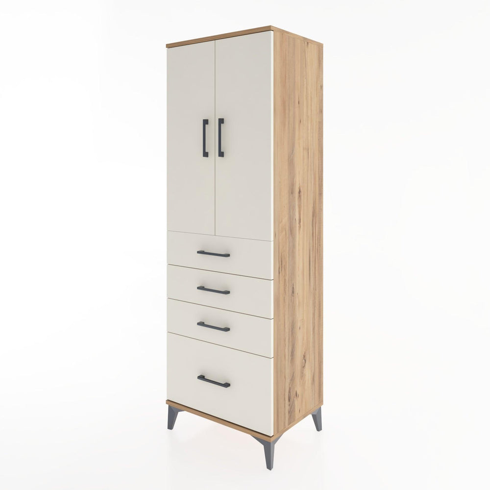 Woodntry Modüler Dolap Çam 60x44x170 cm Kapaklı ve Çekmeceli KC13-3