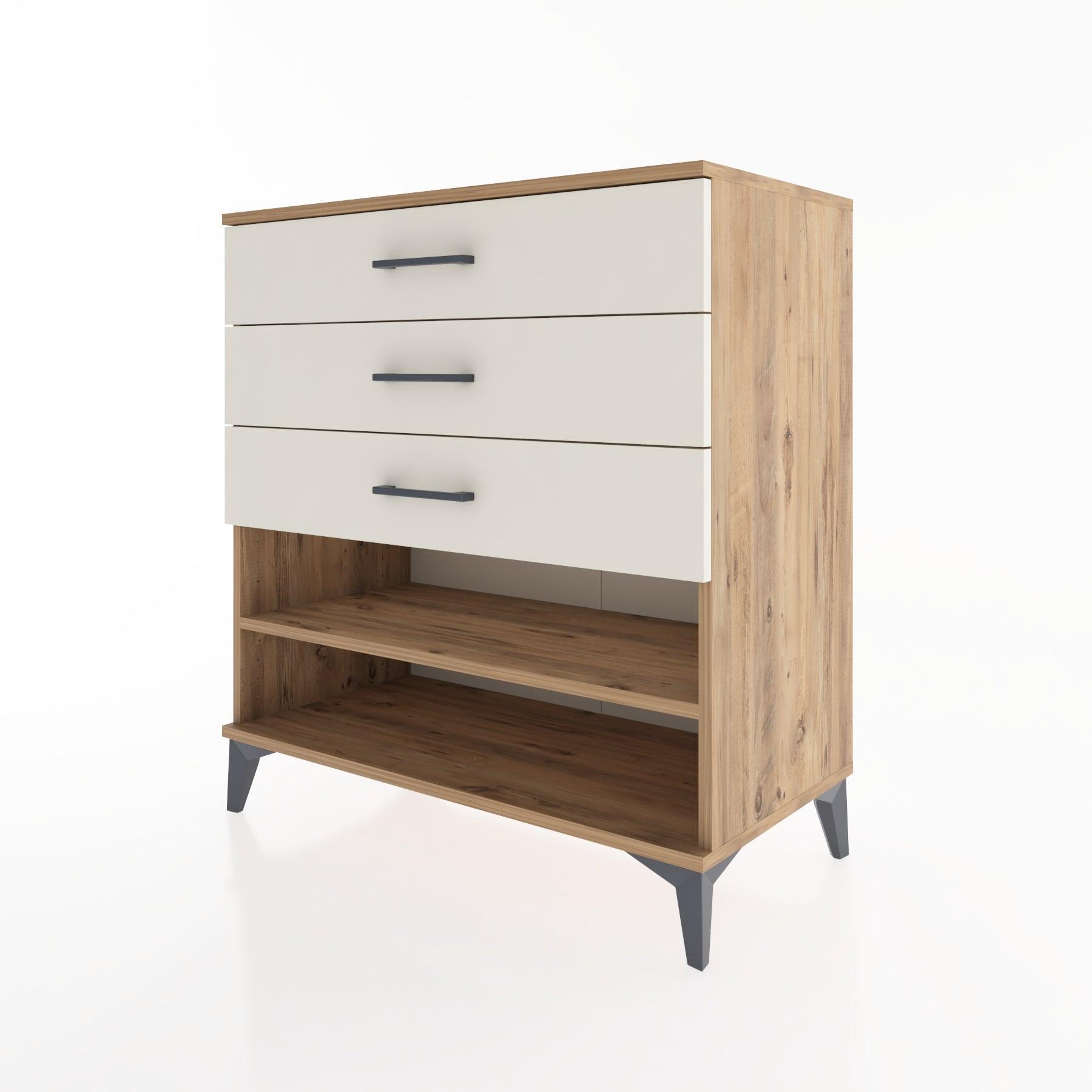 Woodntry Modüler Şifonyer Çam 88x44x84 cm Çekmeceli ve Raflı CR12-3