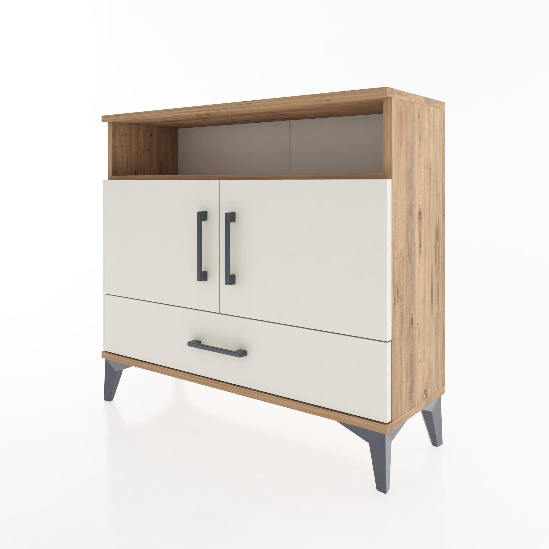 Woodntry Modüler Şifonyer Raf Kapak Çekmeceli 88x30x68 cm Çam - Woodntry