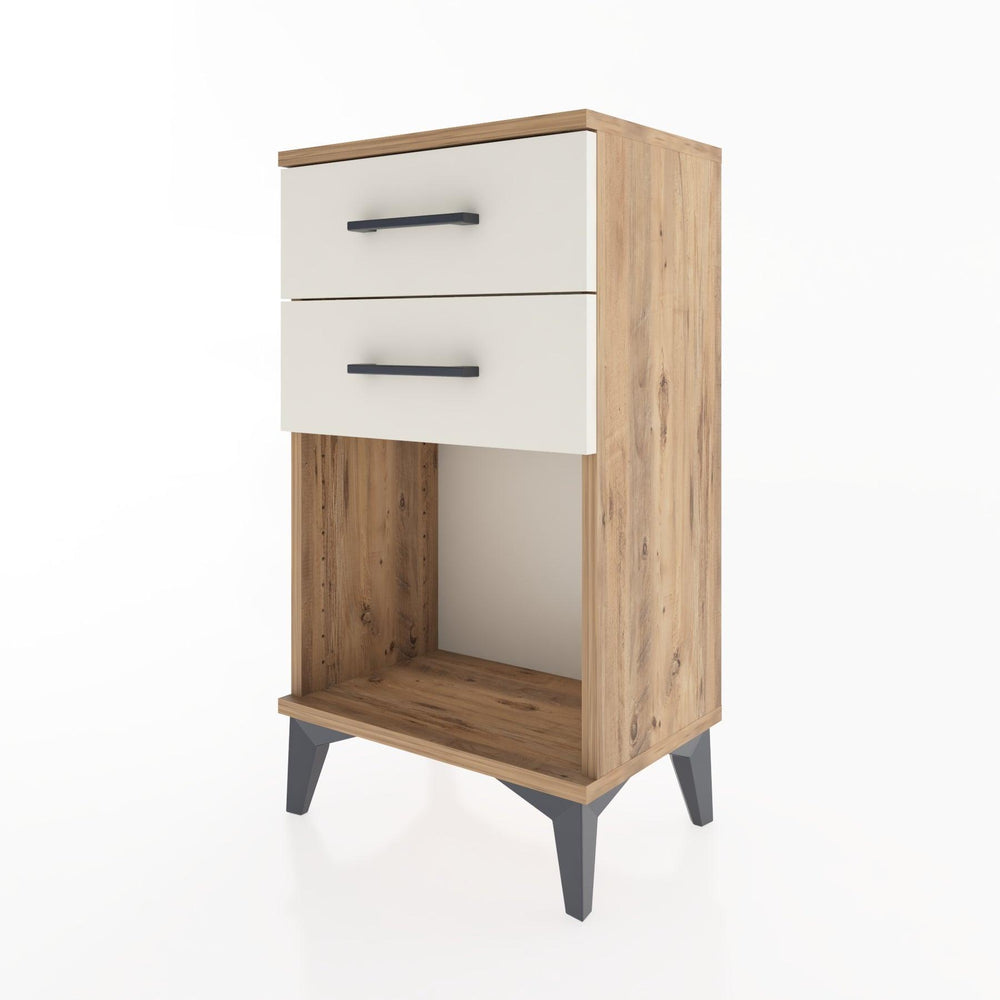 Woodntry Modüler Komodin 2 Çekmece ve Raflı V1 44x30x68 cm Çam - Woodntry