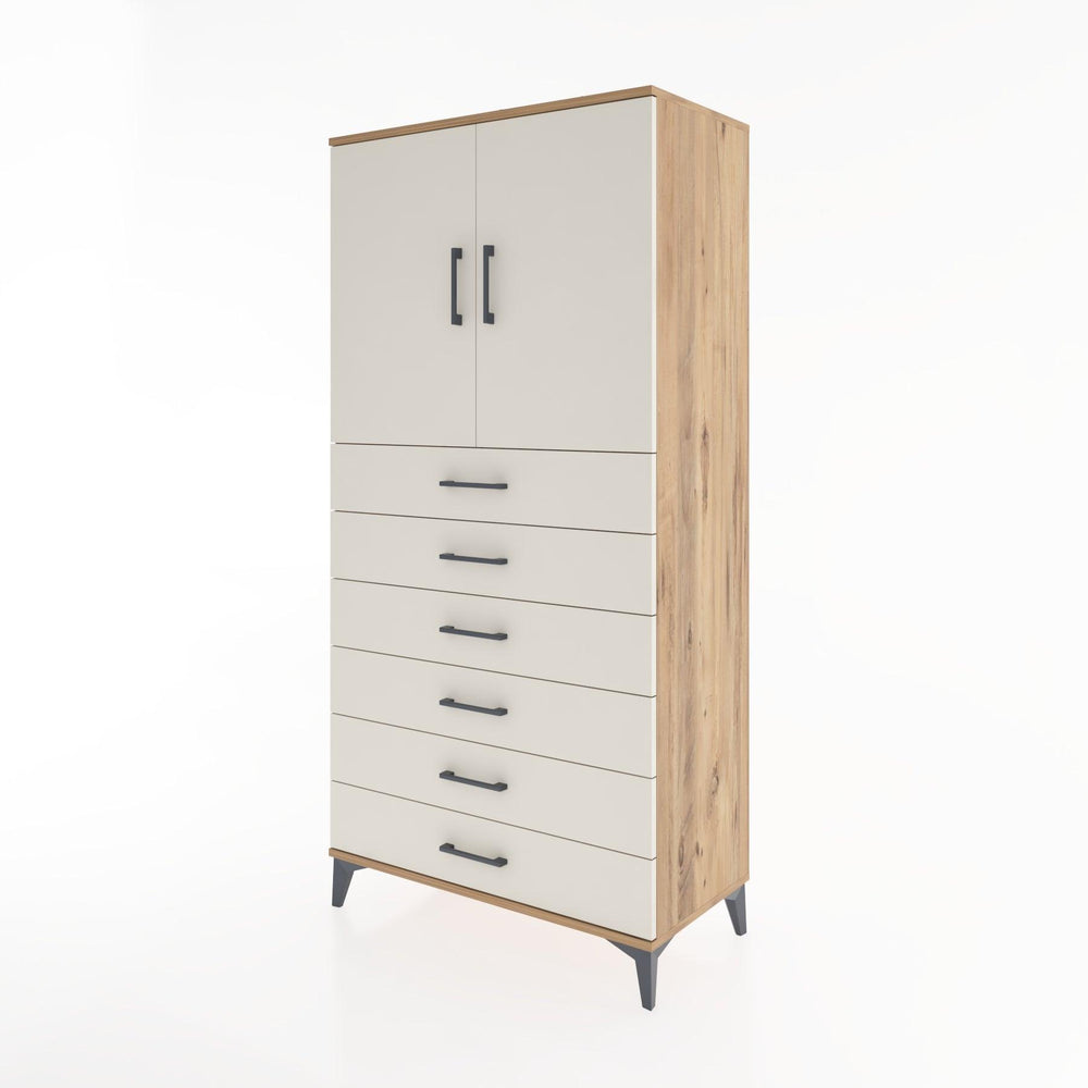 Woodntry Modüler Dolap Çam 88x44x170 cm Kapaklı ve Çekmeceli KC3-3