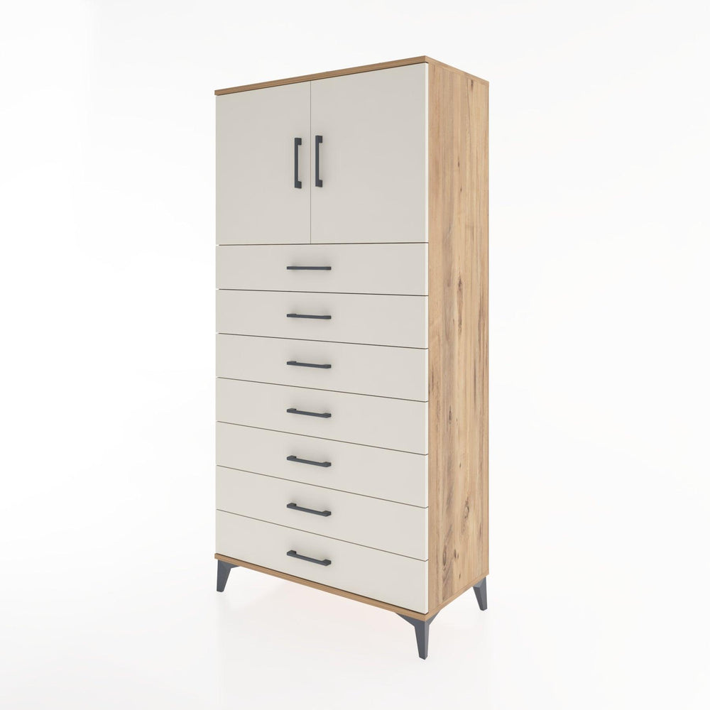 Woodntry Modüler Dolap Çam 88x44x170 cm Kapaklı ve Çekmeceli KC2-3