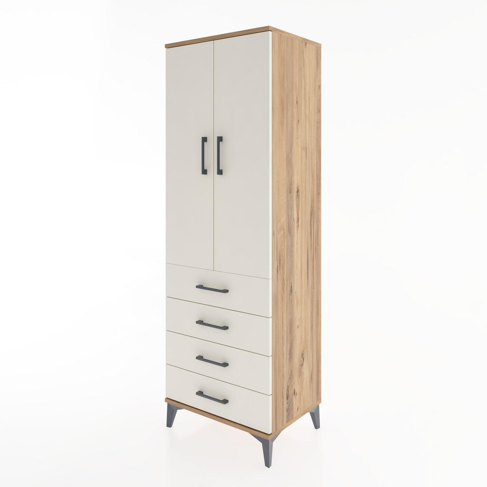 Woodntry Modüler Dolap Çam 60x44x170 cm Kapaklı ve Çekmeceli KC27-3