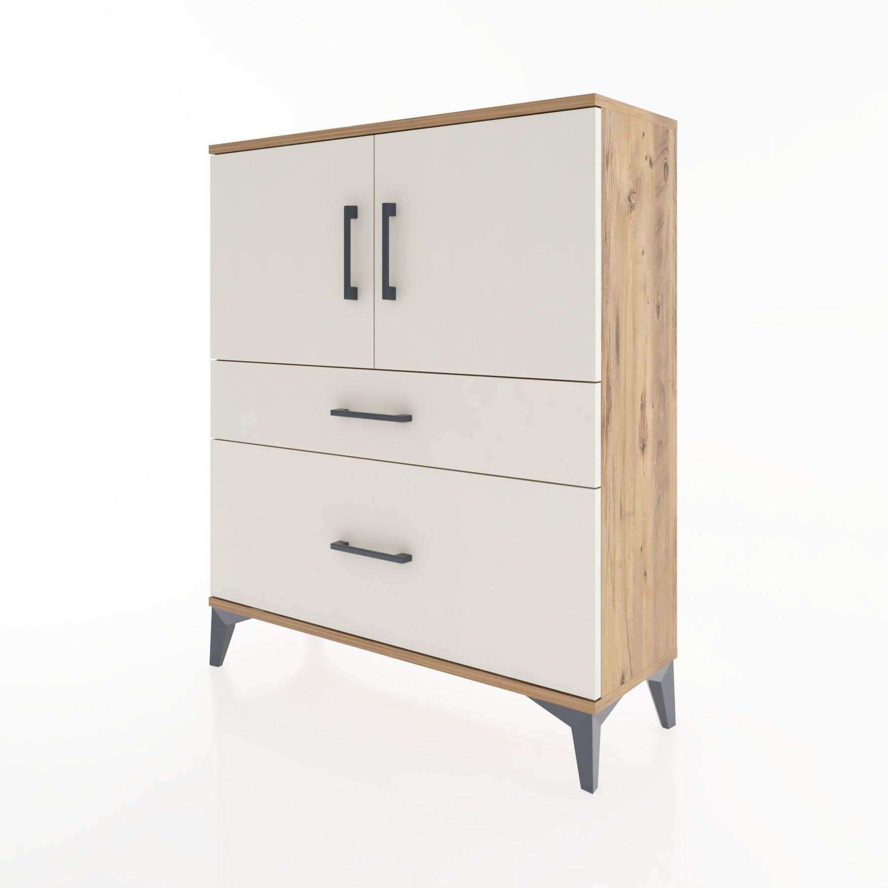 Woodntry Modüler Şifonyer Çam 88x30x94 cm Kapaklı ve Çekmeceli KC11-3