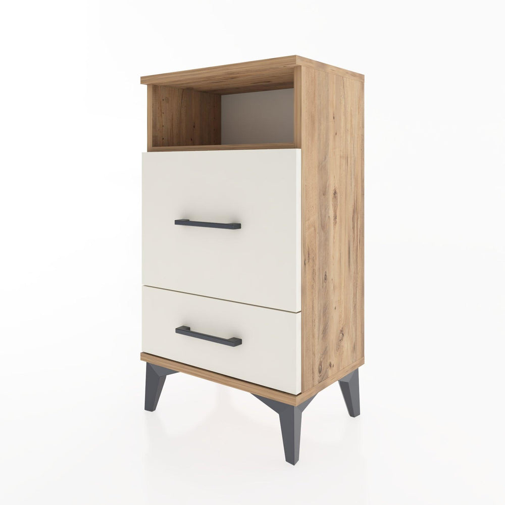 Woodntry Modüler Komodin 2 Çekmece ve Raflı V4 44x30x68 cm Çam - Woodntry