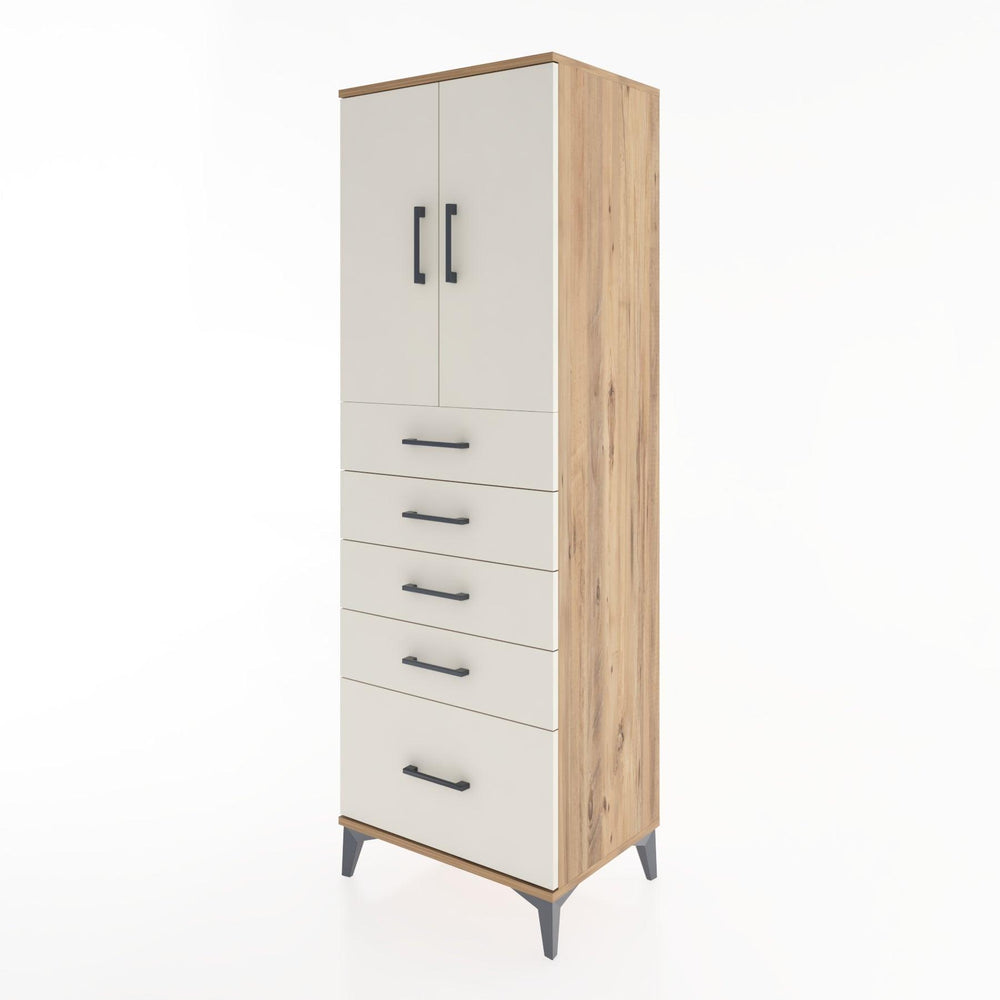 Woodntry Modüler Dolap Çam 60x44x170 cm Kapaklı ve Çekmeceli KC12-3