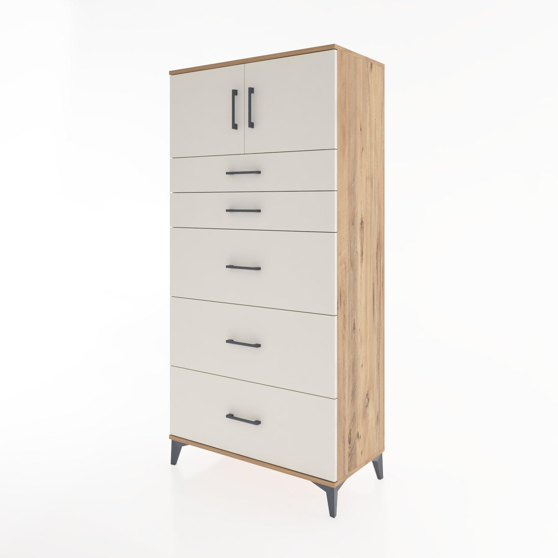 Woodntry Modular Cabinet Pine 88x44x170 cm with Doors and Drawers KC22-3