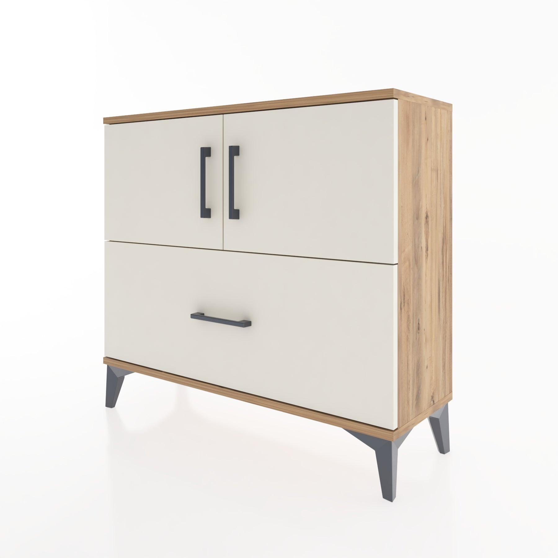 Woodntry Modüler Şifonyer Kapak ve Çekmeceli V2 88x30x68 cm Çam - Woodntry