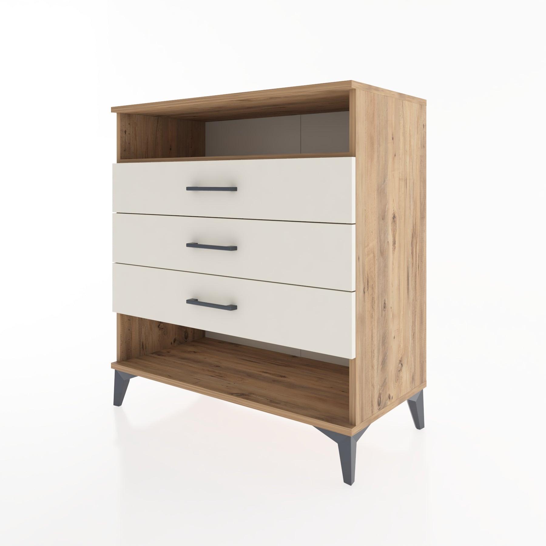 Woodntry Modüler Şifonyer Çam 88x44x84 cm Çekmeceli ve Raflı CR20-3