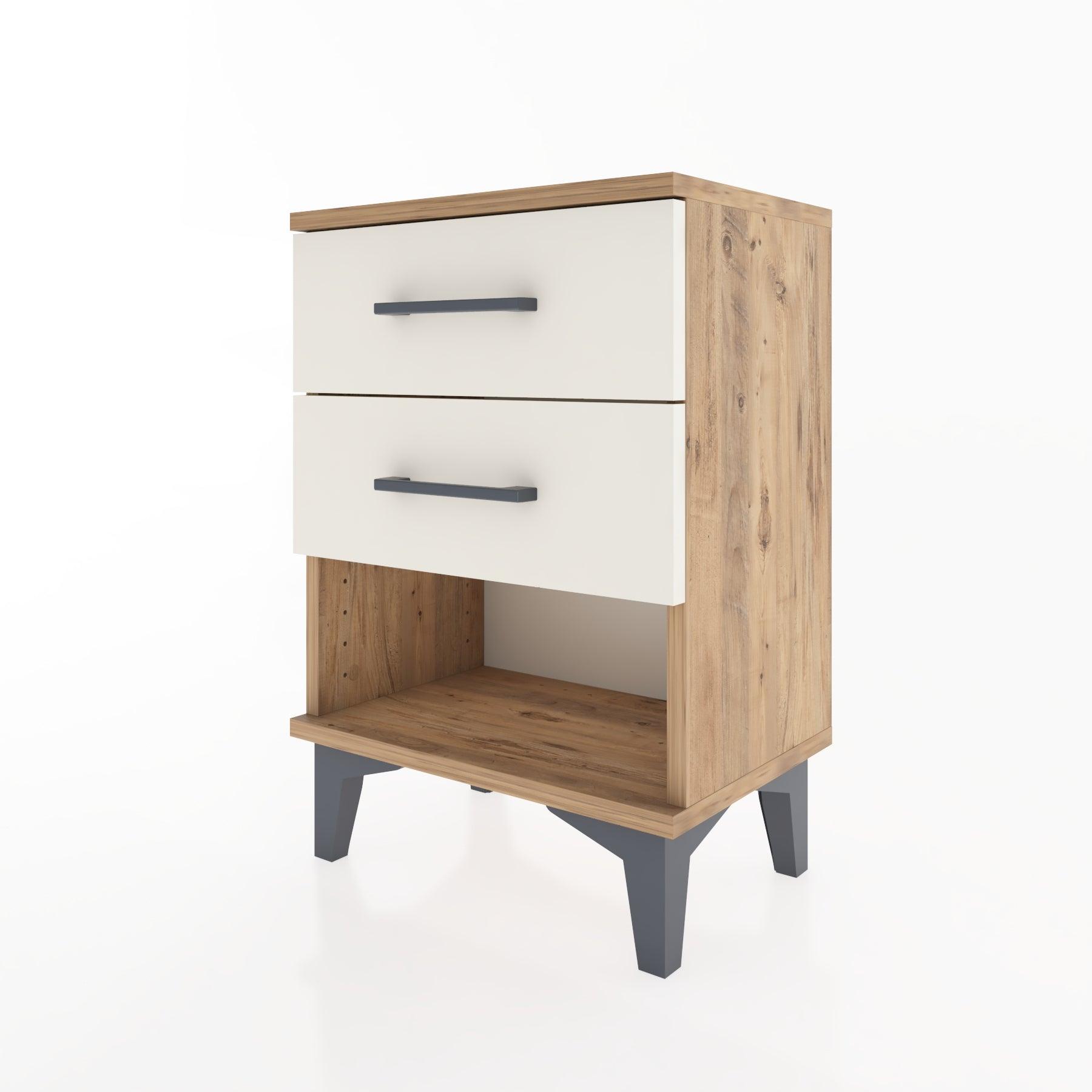 Woodntry Modüler Komodin İki Çekmece ve Raf 44x30x52 cm Çam - Woodntry