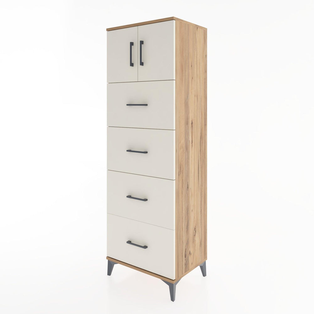 Woodntry Modüler Dolap Çam 60x44x170 cm Kapaklı ve Çekmeceli KC25-3