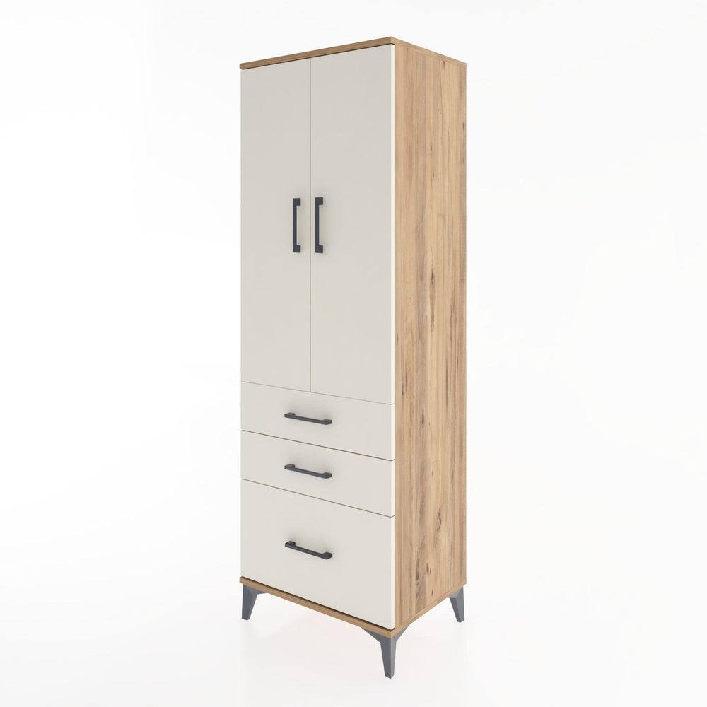 Woodntry Modüler Dolap Çam 60x44x170 cm Kapaklı ve Çekmeceli KC14-3