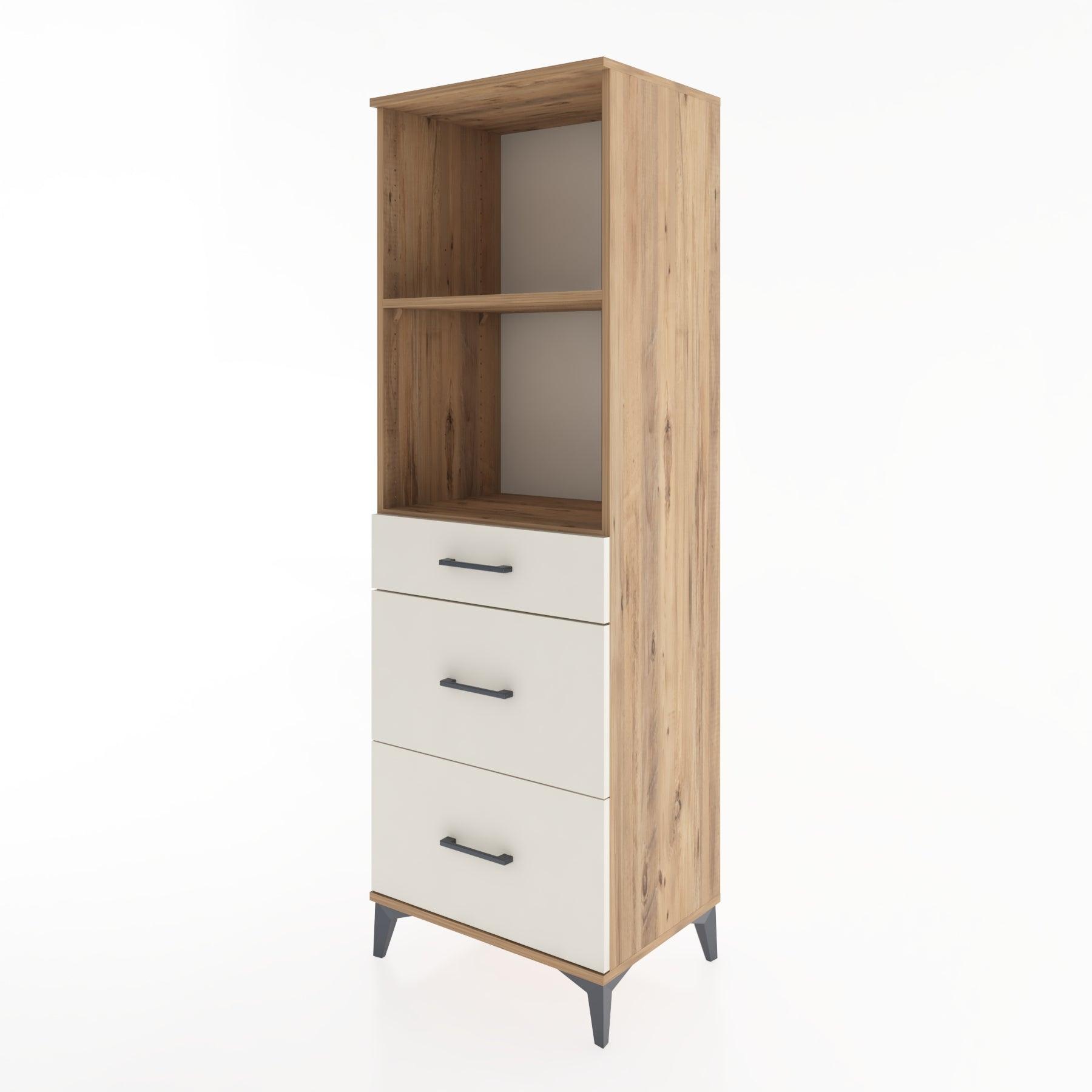 Woodntry Modüler Dolap Çam 60x44x170 cm Çekmeceli ve Raflı CR47-3