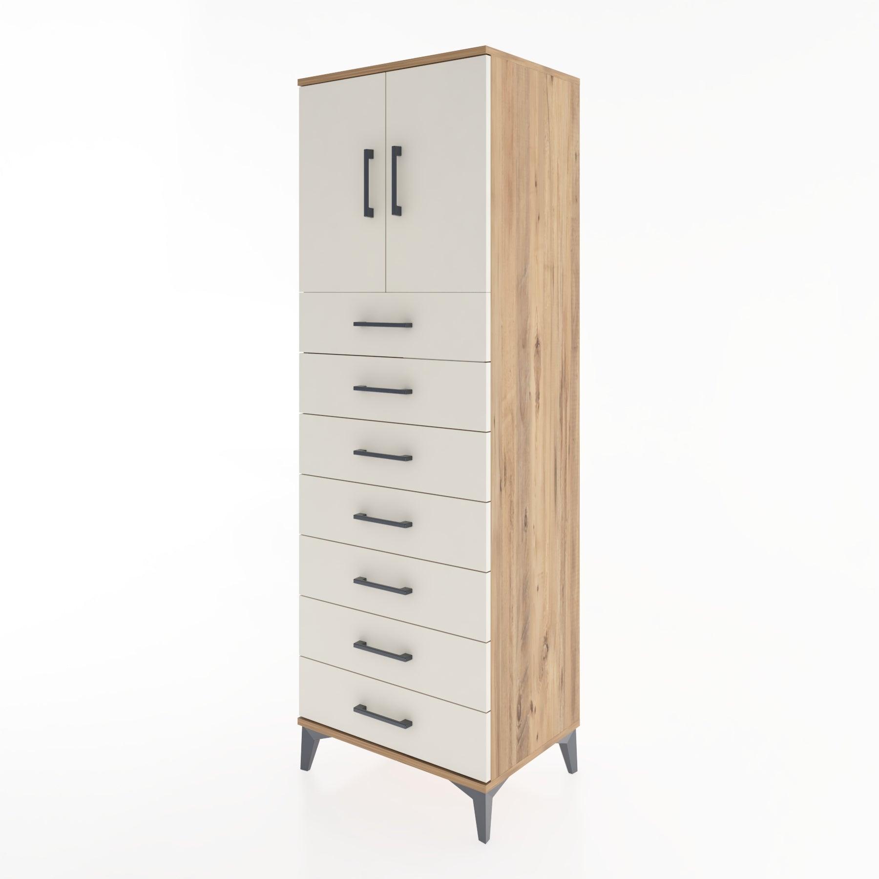 Woodntry Modüler Dolap Çam 60x44x170 cm Kapaklı ve Çekmeceli KC2-3