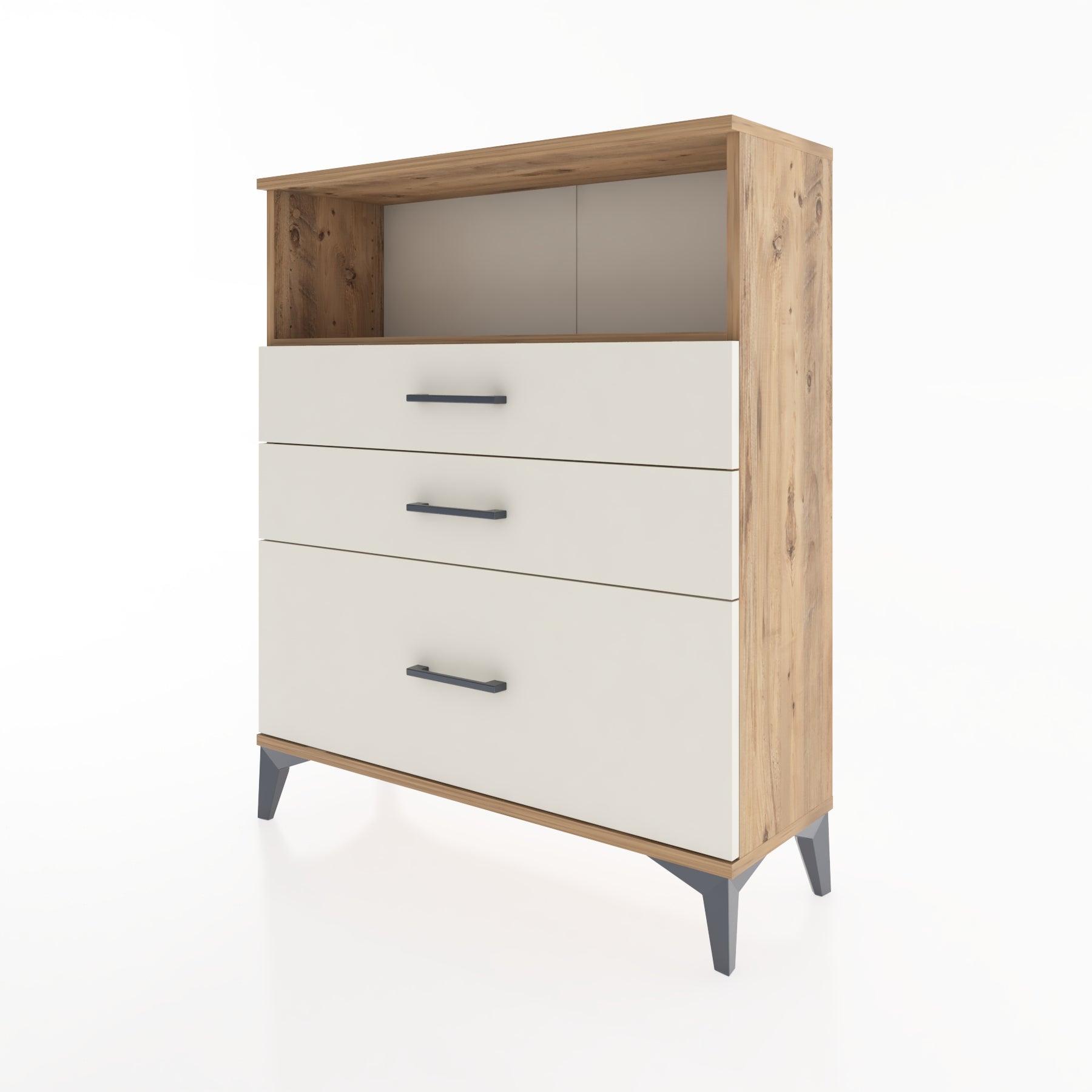 Woodntry Modüler Şifonyer Çam 88x30x94 cm Çekmeceli ve Raflı CR13-3